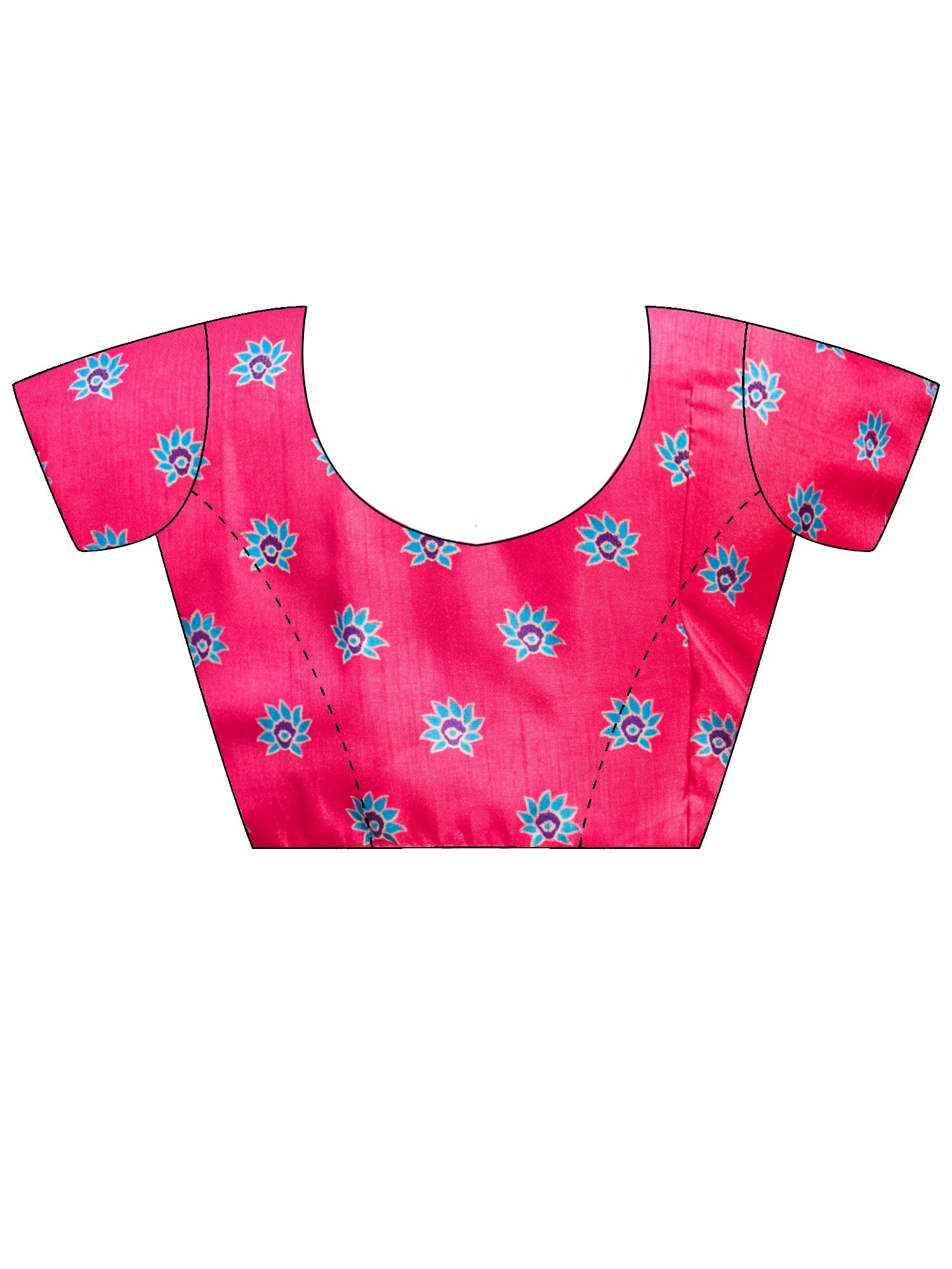 Unstitched pink silk blend blouse piece with ethnic motif design