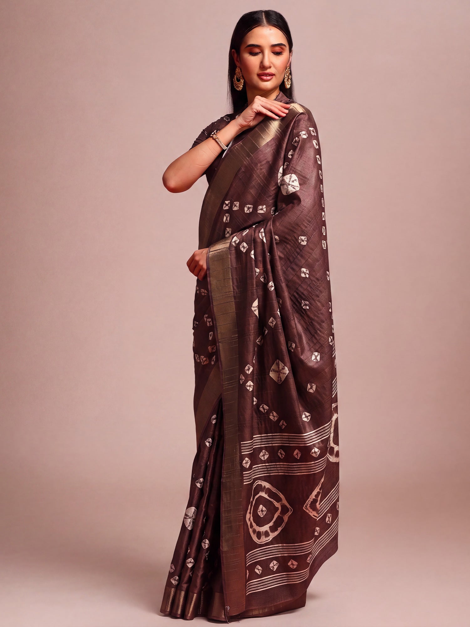 Dark Brown Silk Blend saree – detail view 3