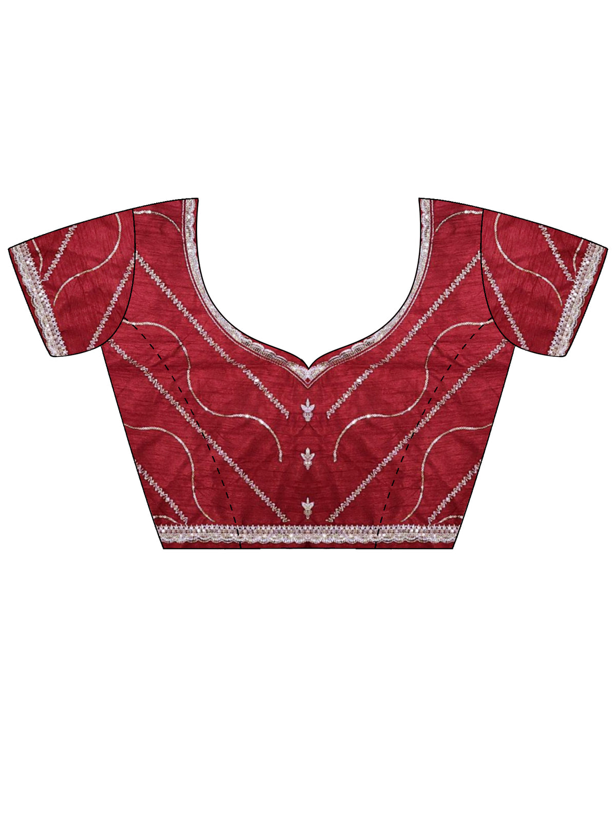 Unstitched maroon banglori silk blouse piece with embellished design