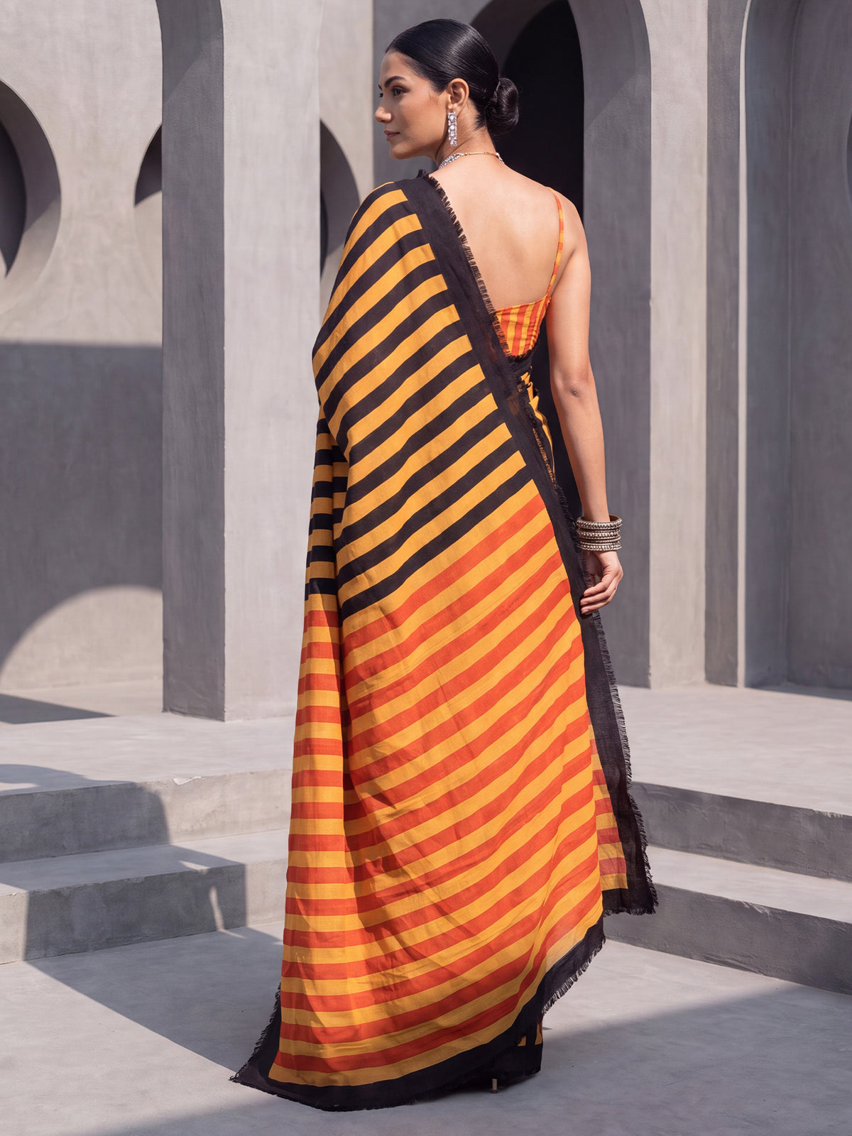 Mustard Cotton saree – detail view 1