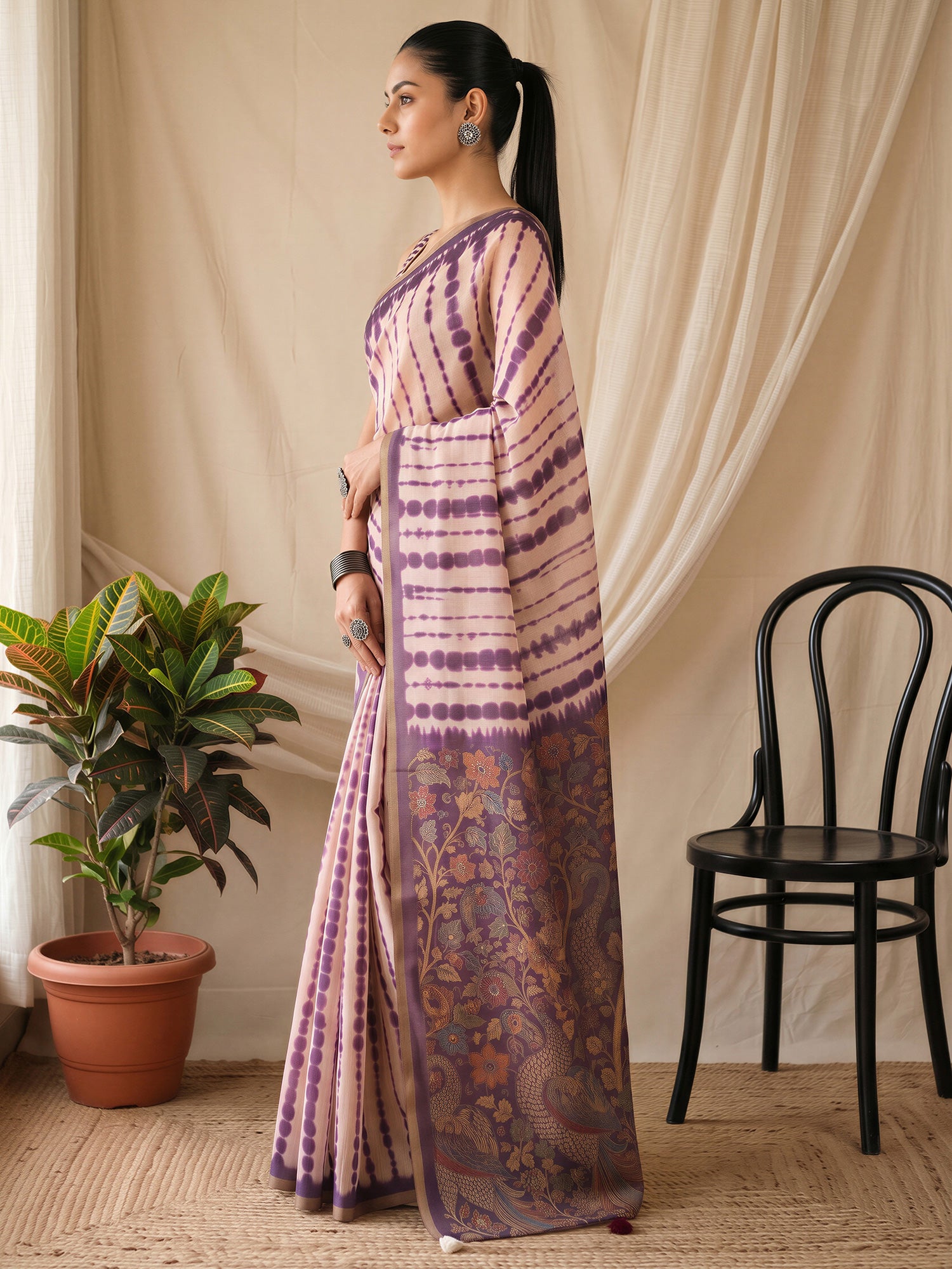 Pink Cotton Blend saree – detail view 2