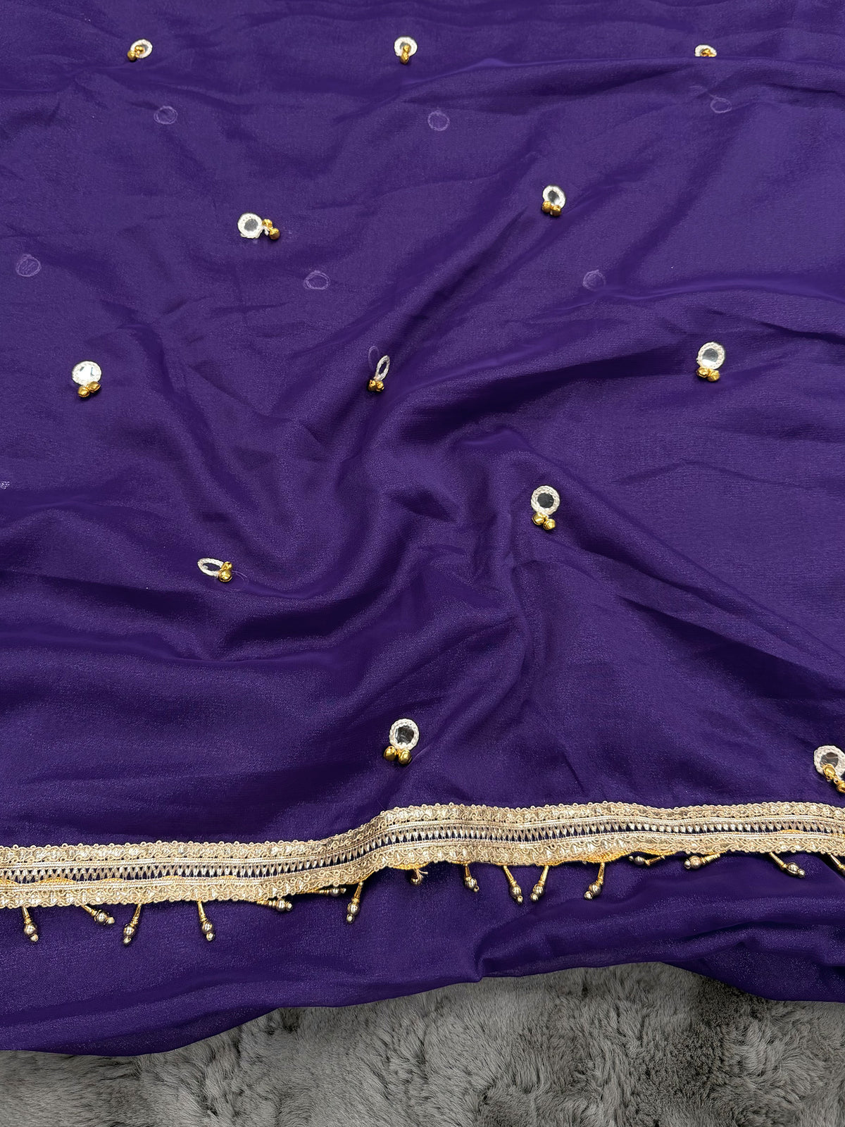Purple poly georgette saree view 5