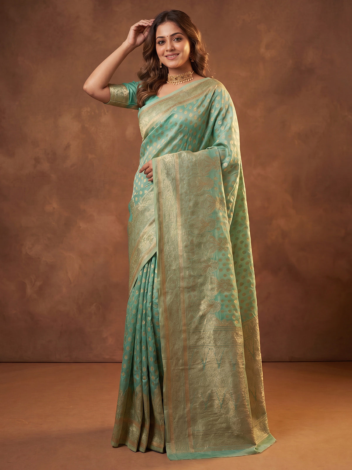 Light Blue Silk Blend saree – detail view 3
