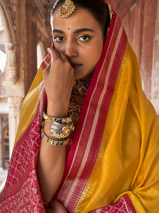 Mustard Silk Blend saree – detail view 1