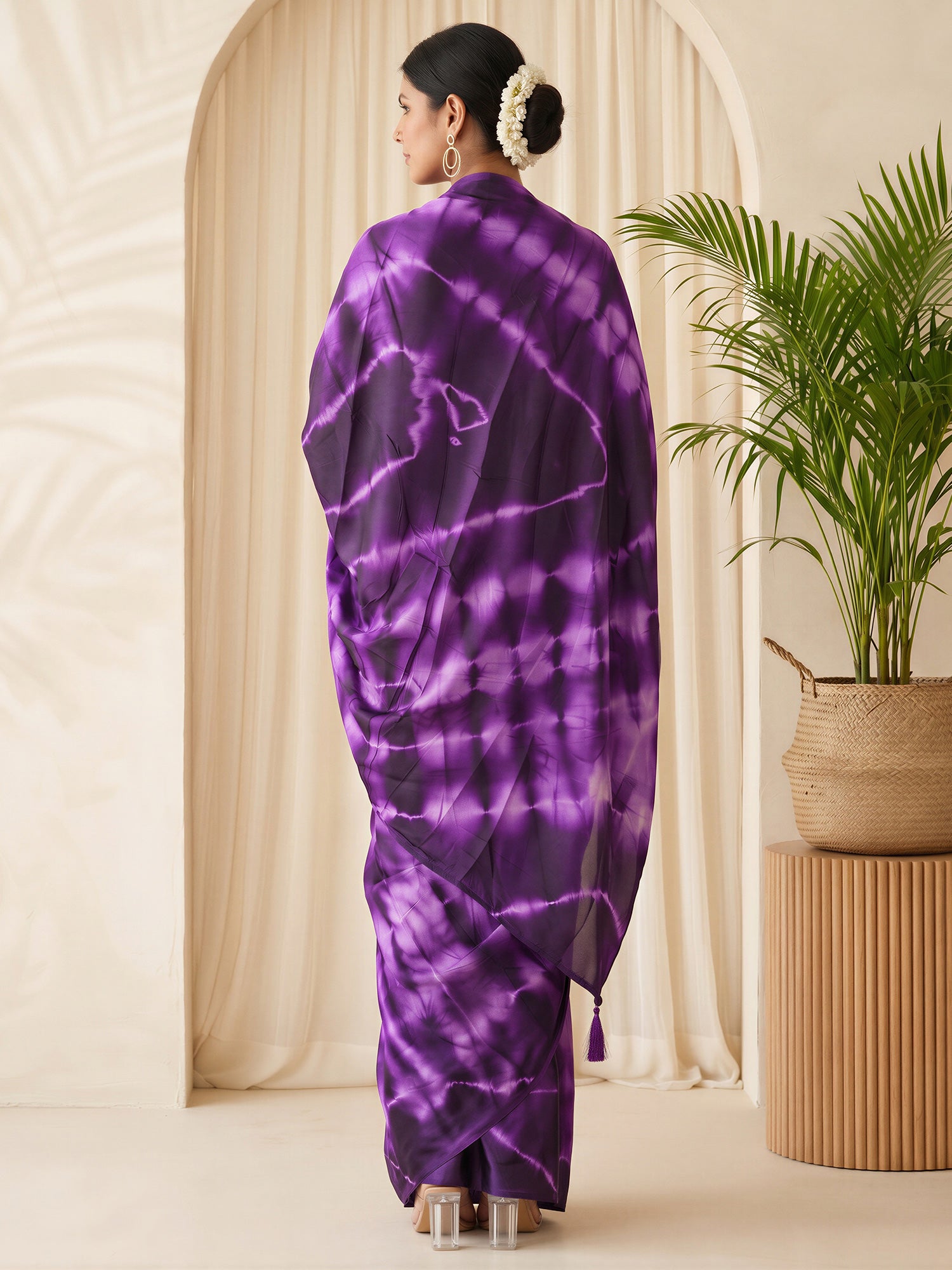 Purple Satin Silk saree – detail view 1