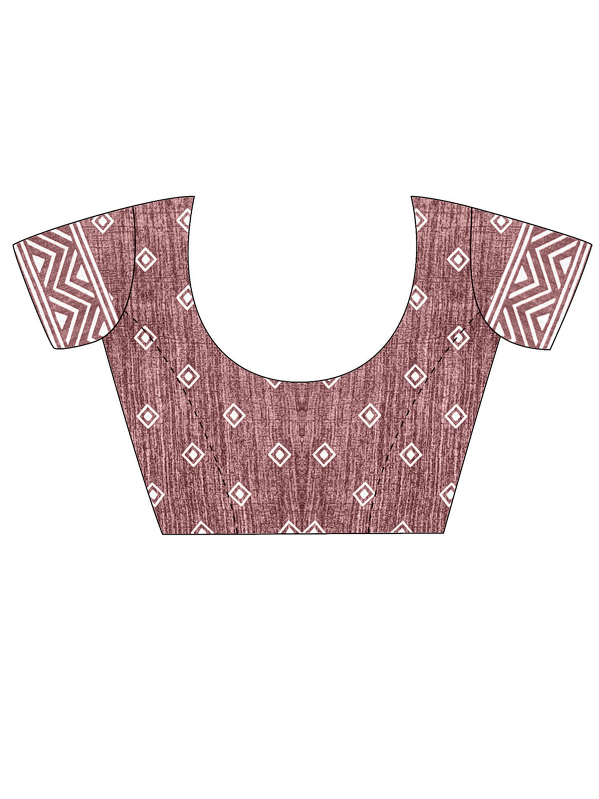 Unstitched mauve dola silk blouse piece with geometric design