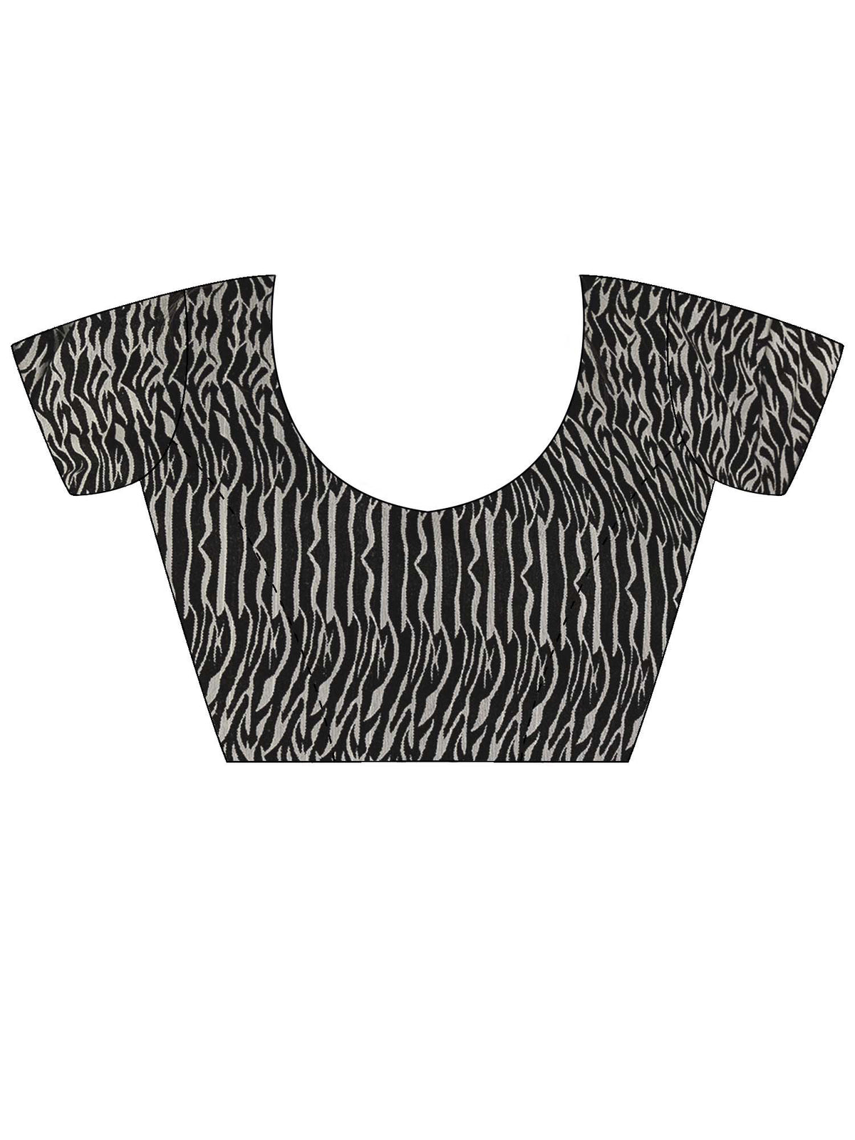Unstitched black bhagalpuri silk blouse piece with abstract design