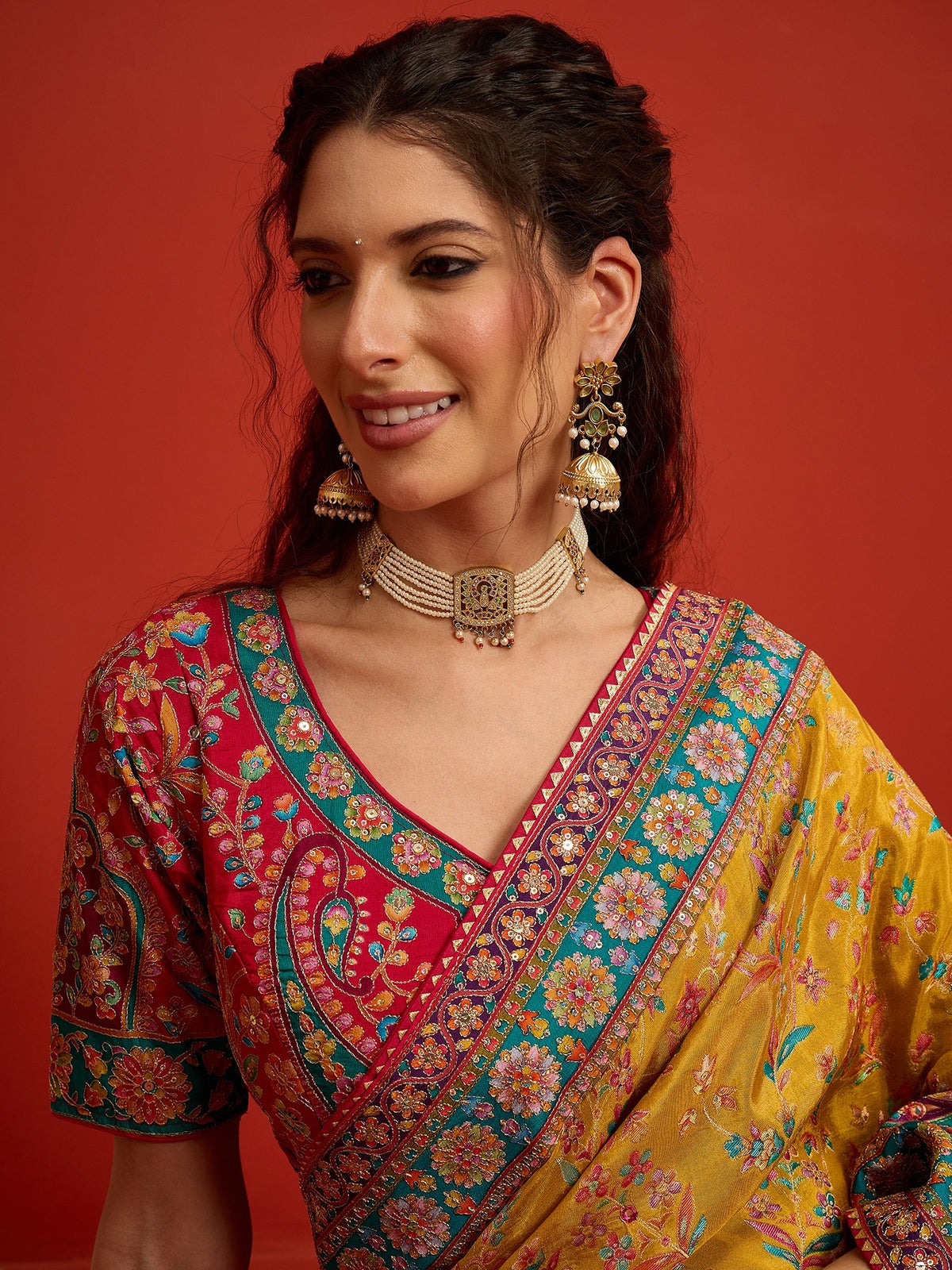 Mustard Silk Blend saree – detail view 5