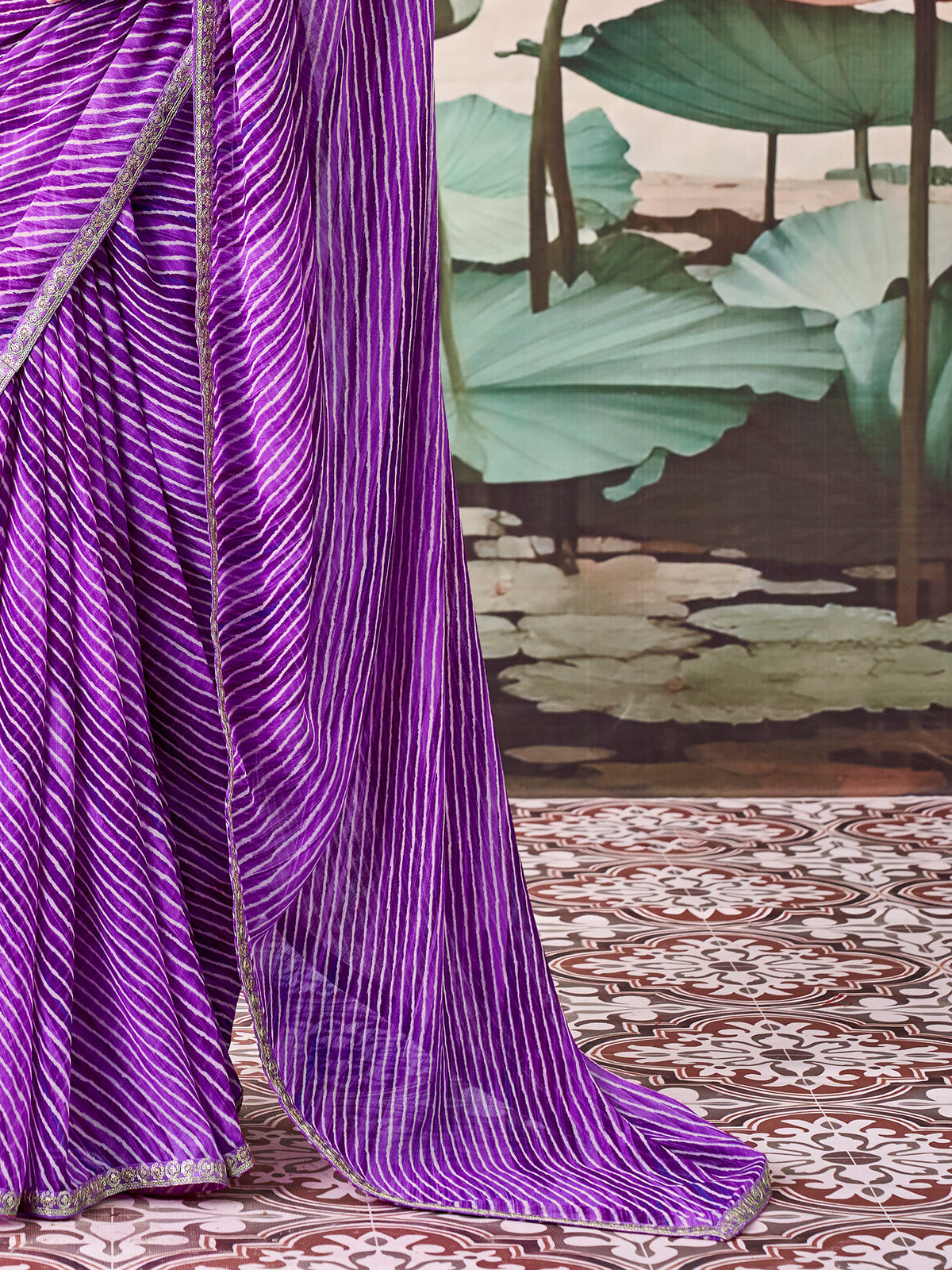 Purple Georgette saree – detail view 4