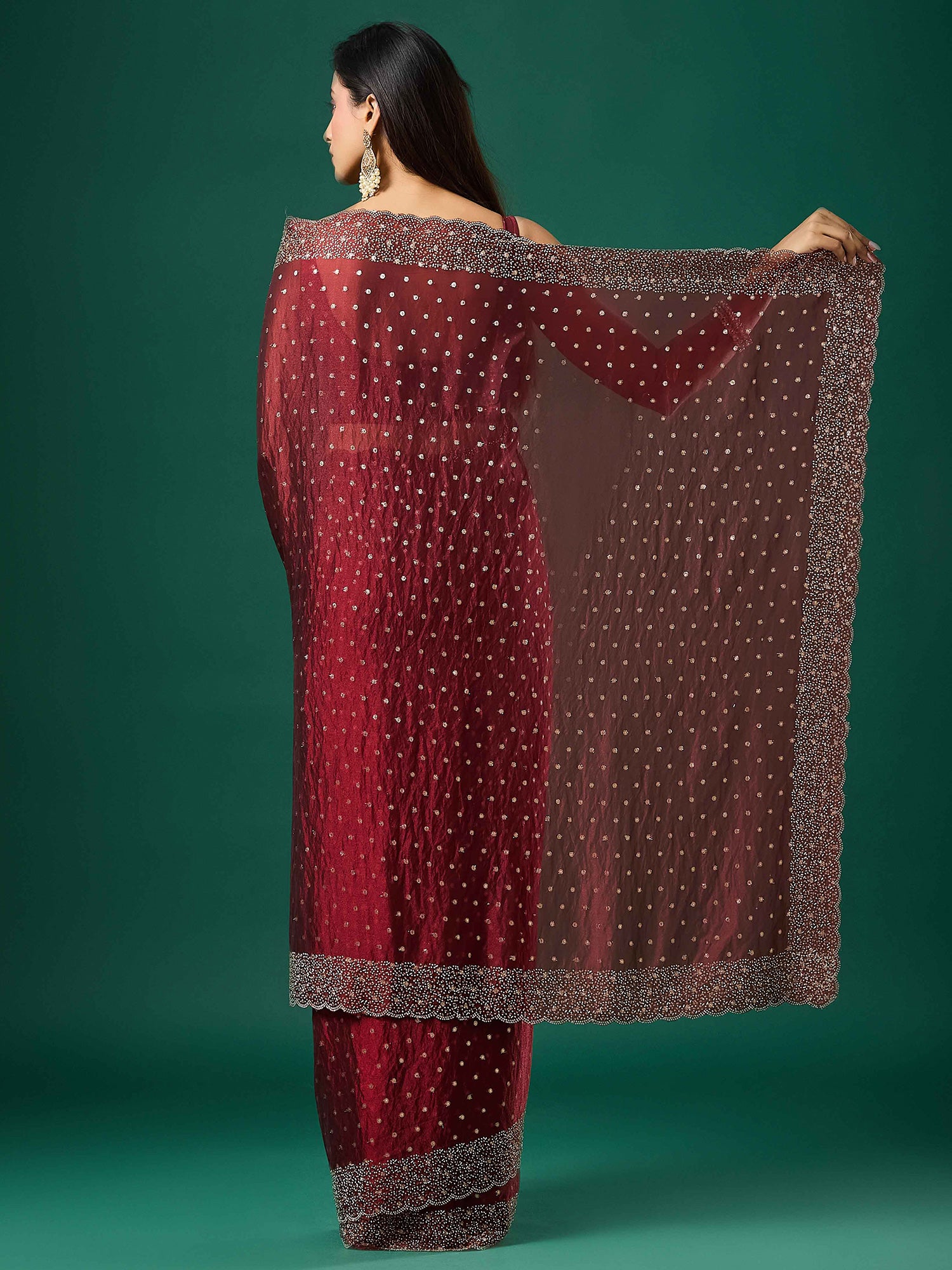 Maroon Silk Blend saree – detail view 1