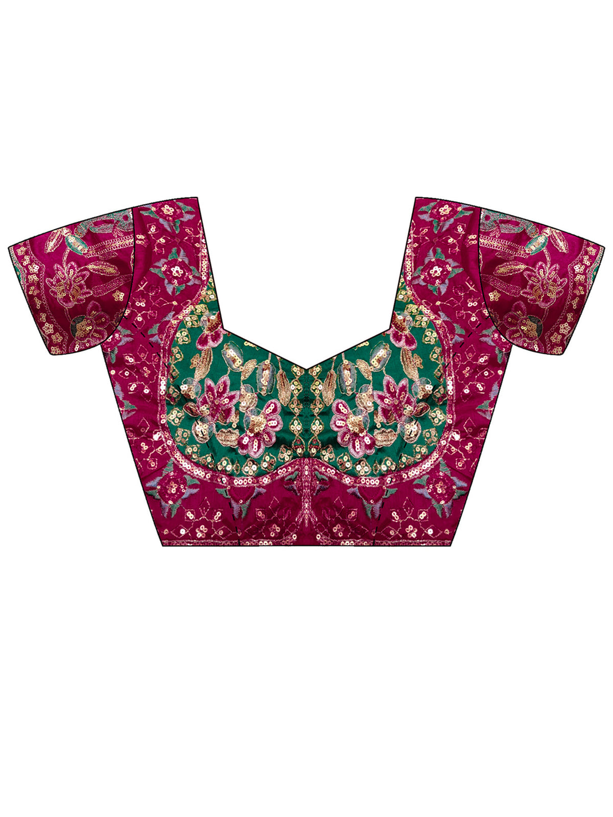Unstitched pink pure georgette blouse piece with embellished design
