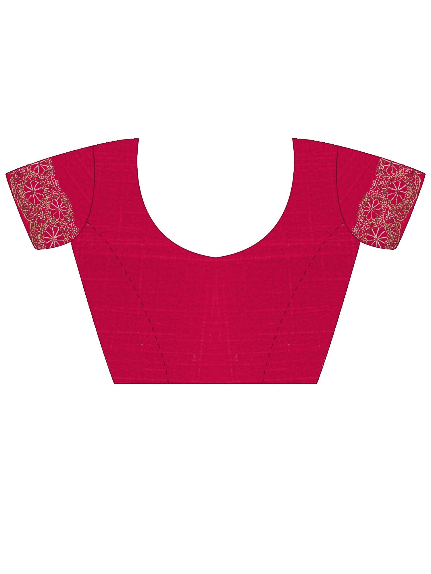 Unstitched red chiffon blouse piece with solid design