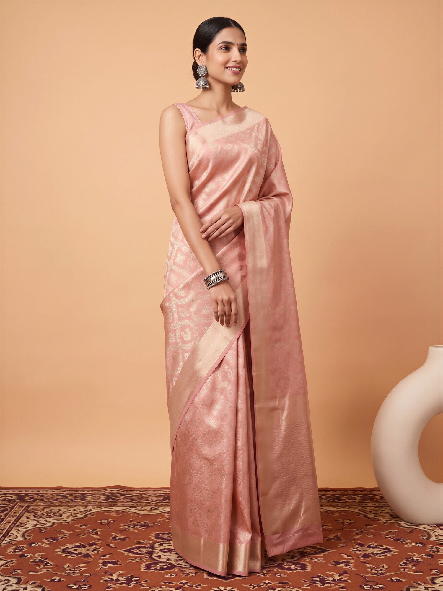 Peach Silk Blend saree – detail view 3