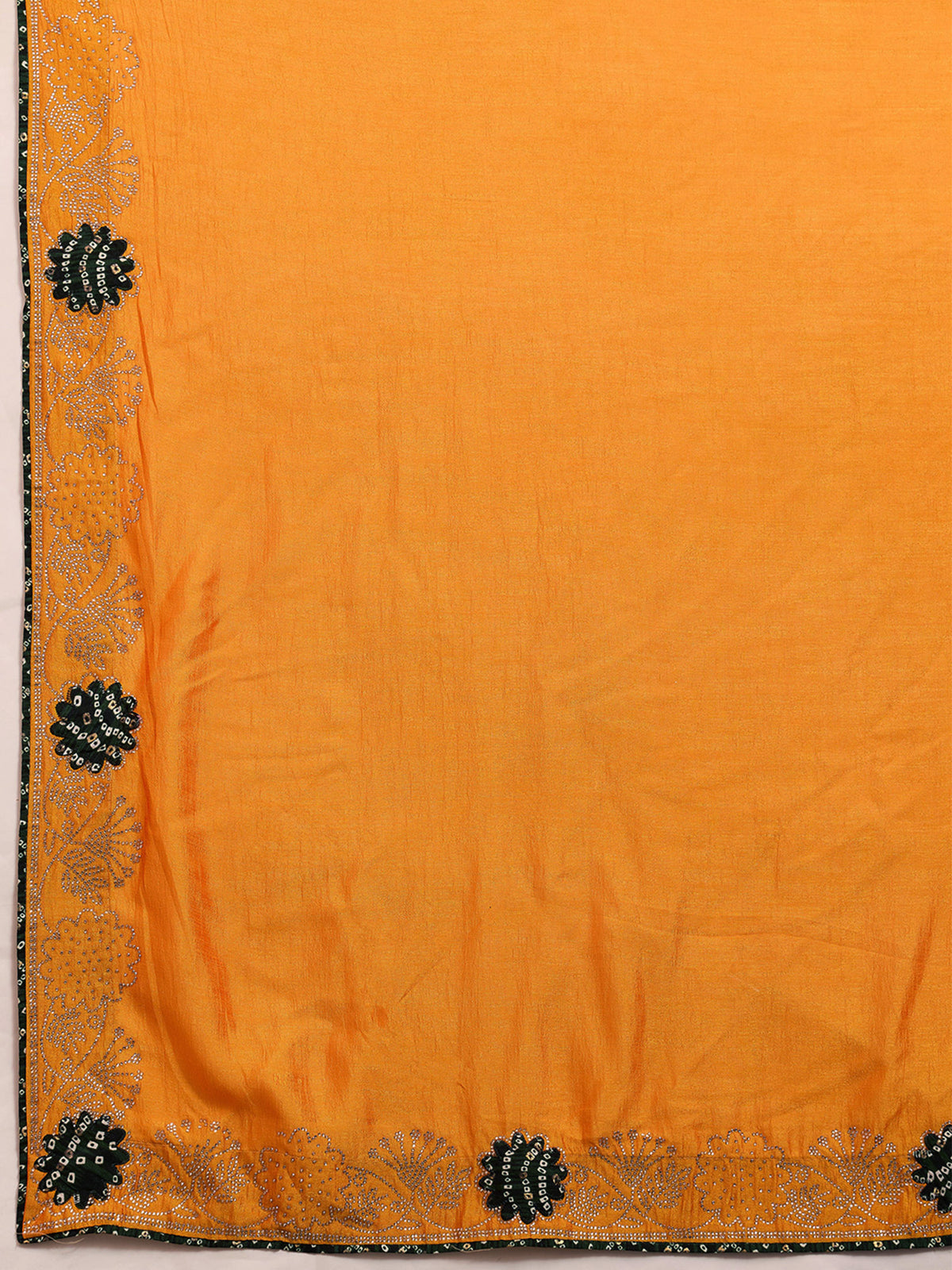 Mustard Vichitra Silk saree – detail view 5