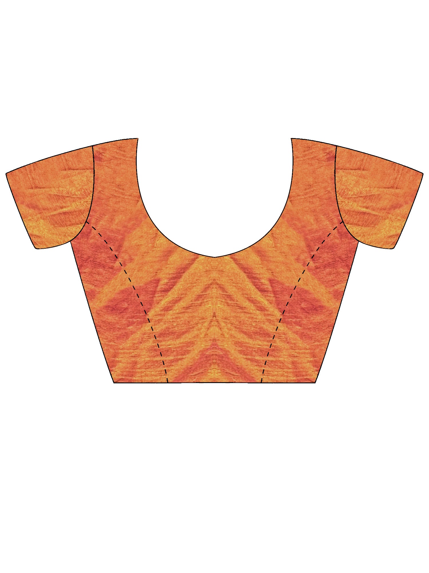 Unstitched orange vichitra silk blouse piece with solid design