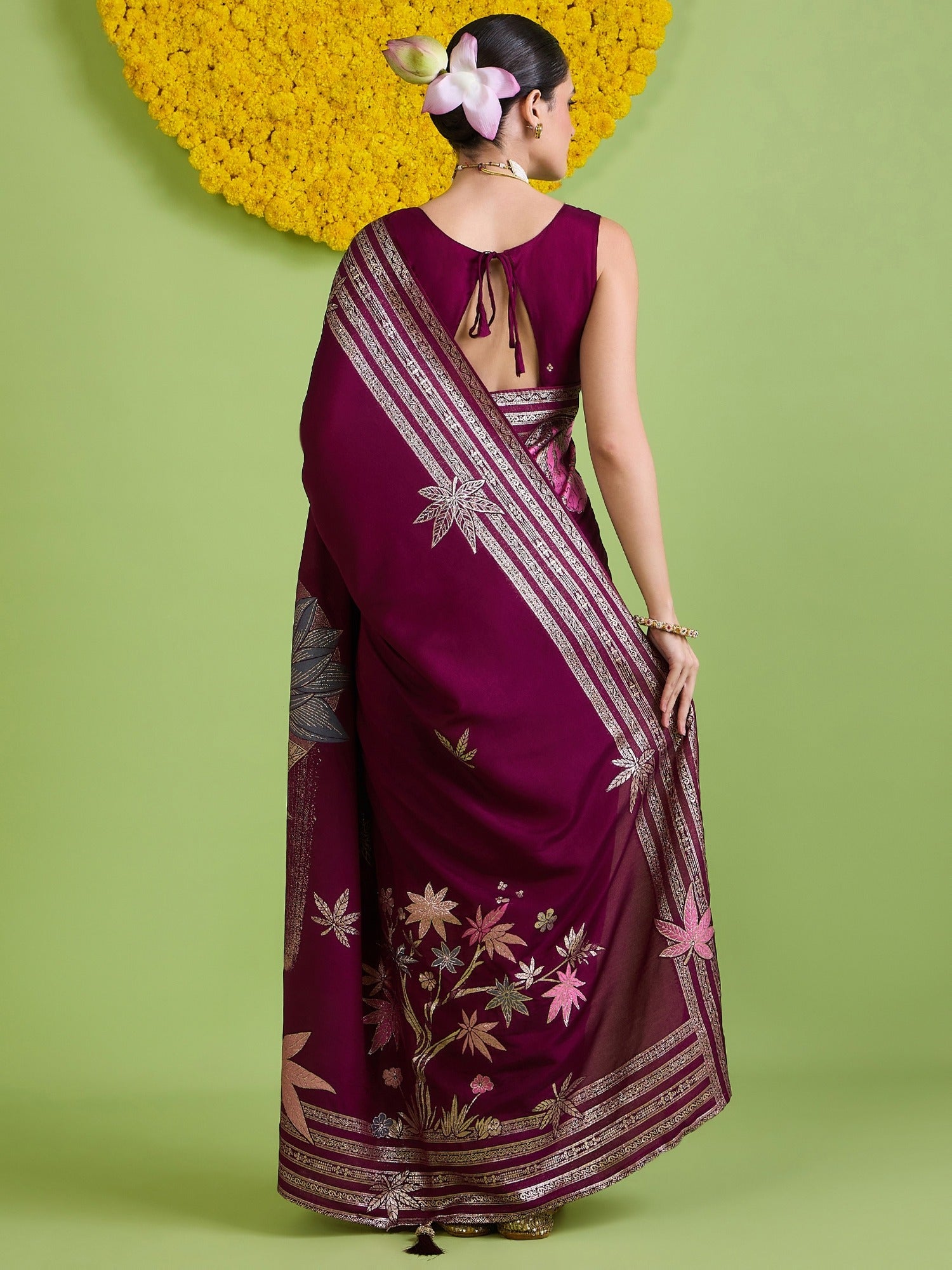 Wine Silk Blend saree – detail view 6