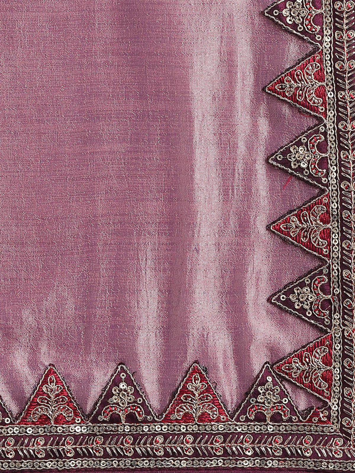 Lavender Vichitra Silk saree – detail view 5