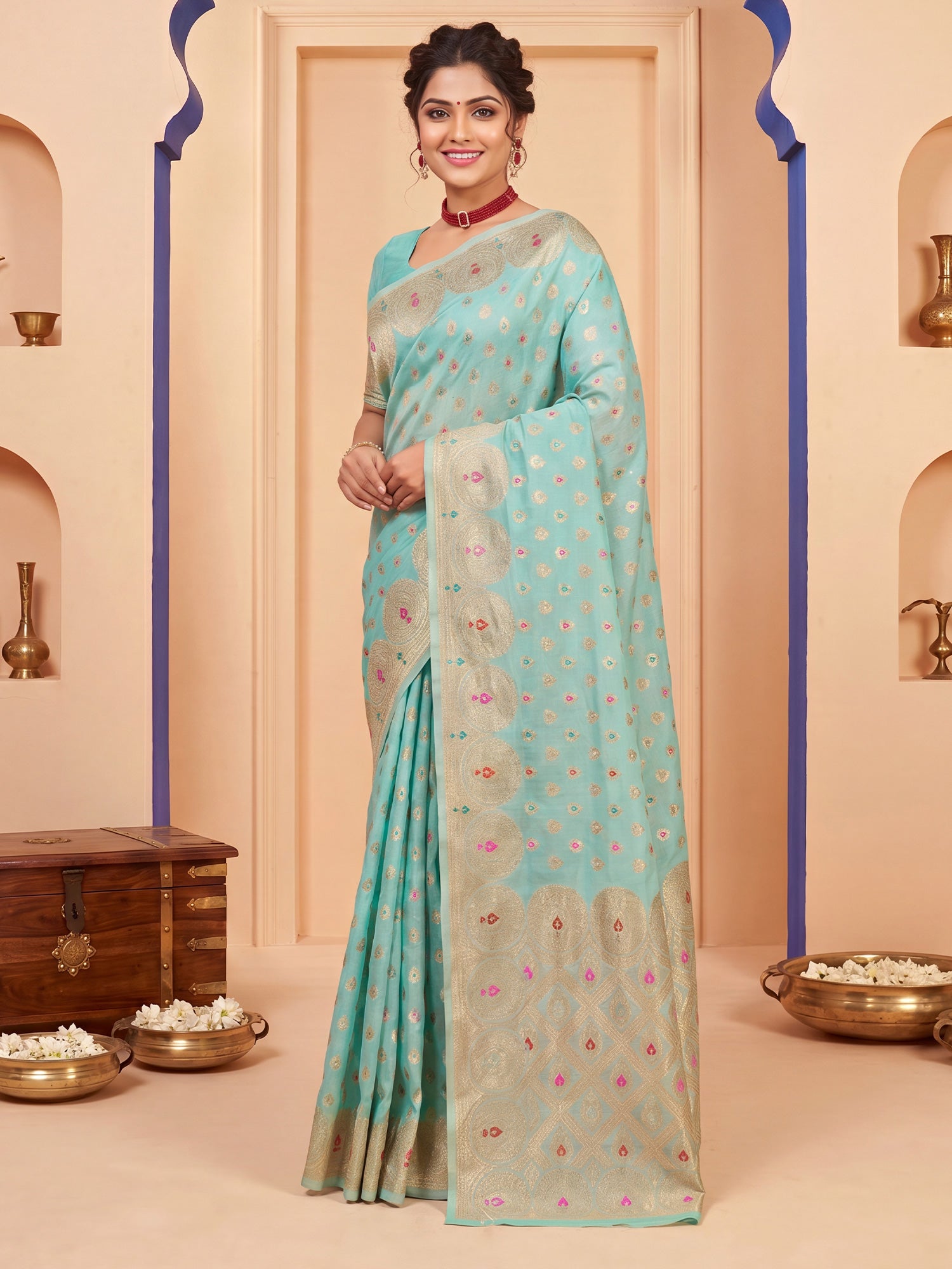 Light Blue Silk Blend saree – detail view 3