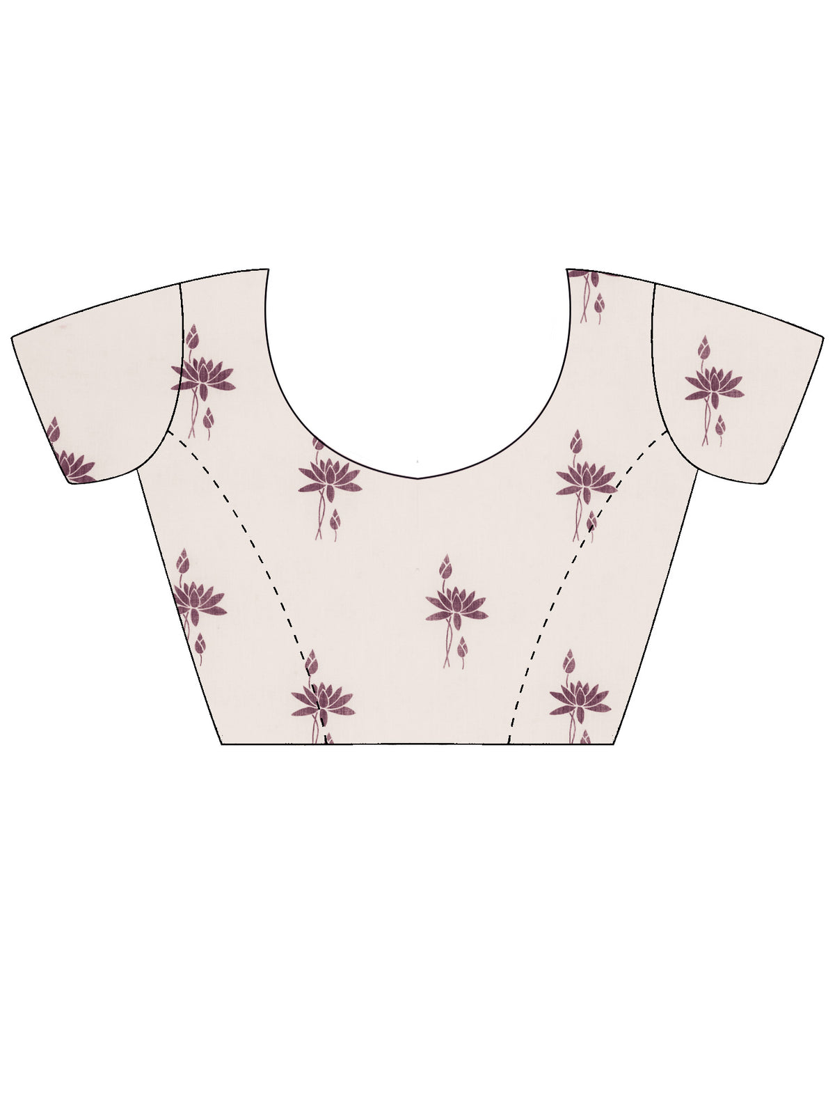 Unstitched white cotton linen blouse piece with floral design