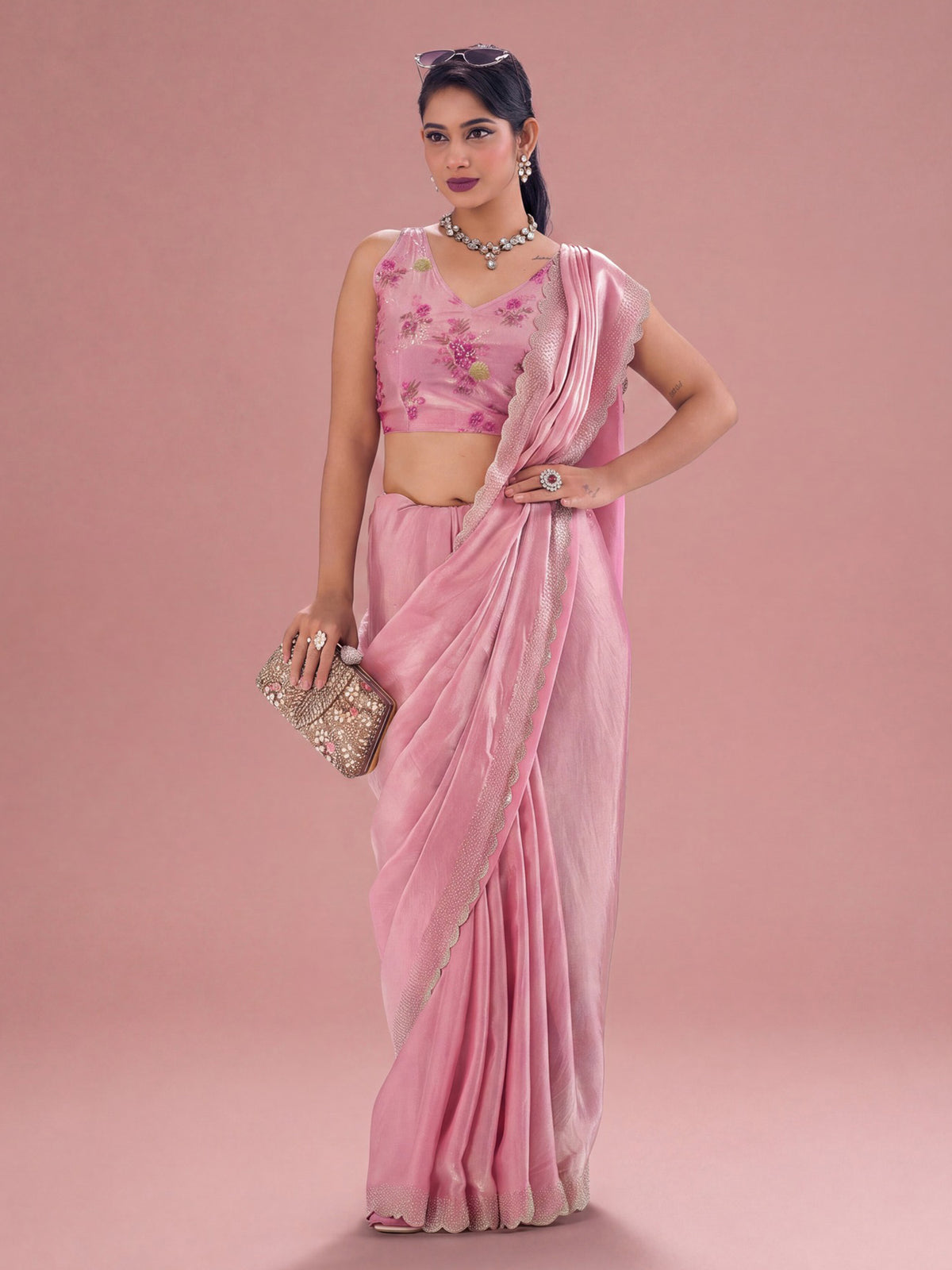 Pink Silk saree – detail view 4