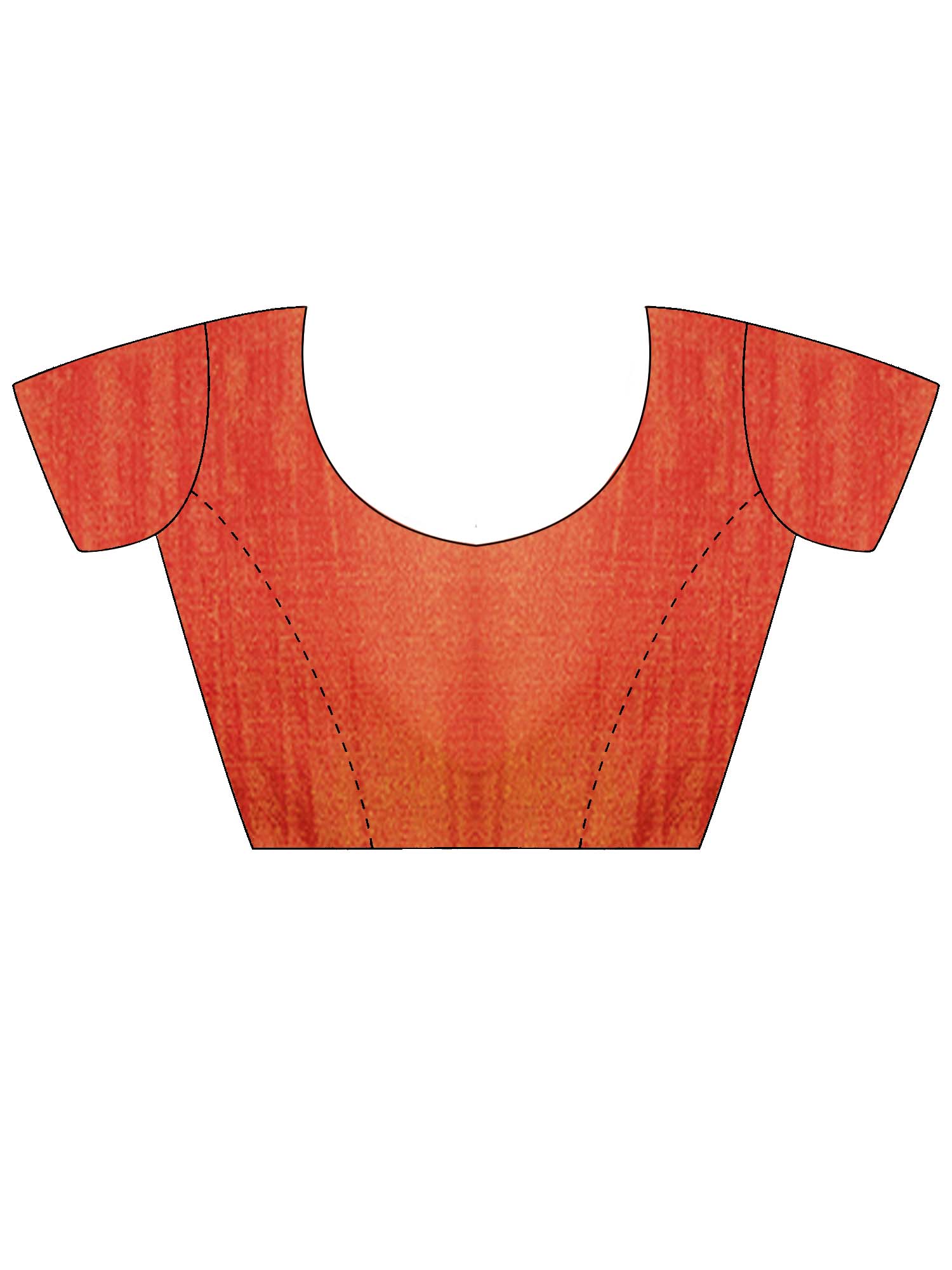 Unstitched orange linen blouse piece with ethnic motif design