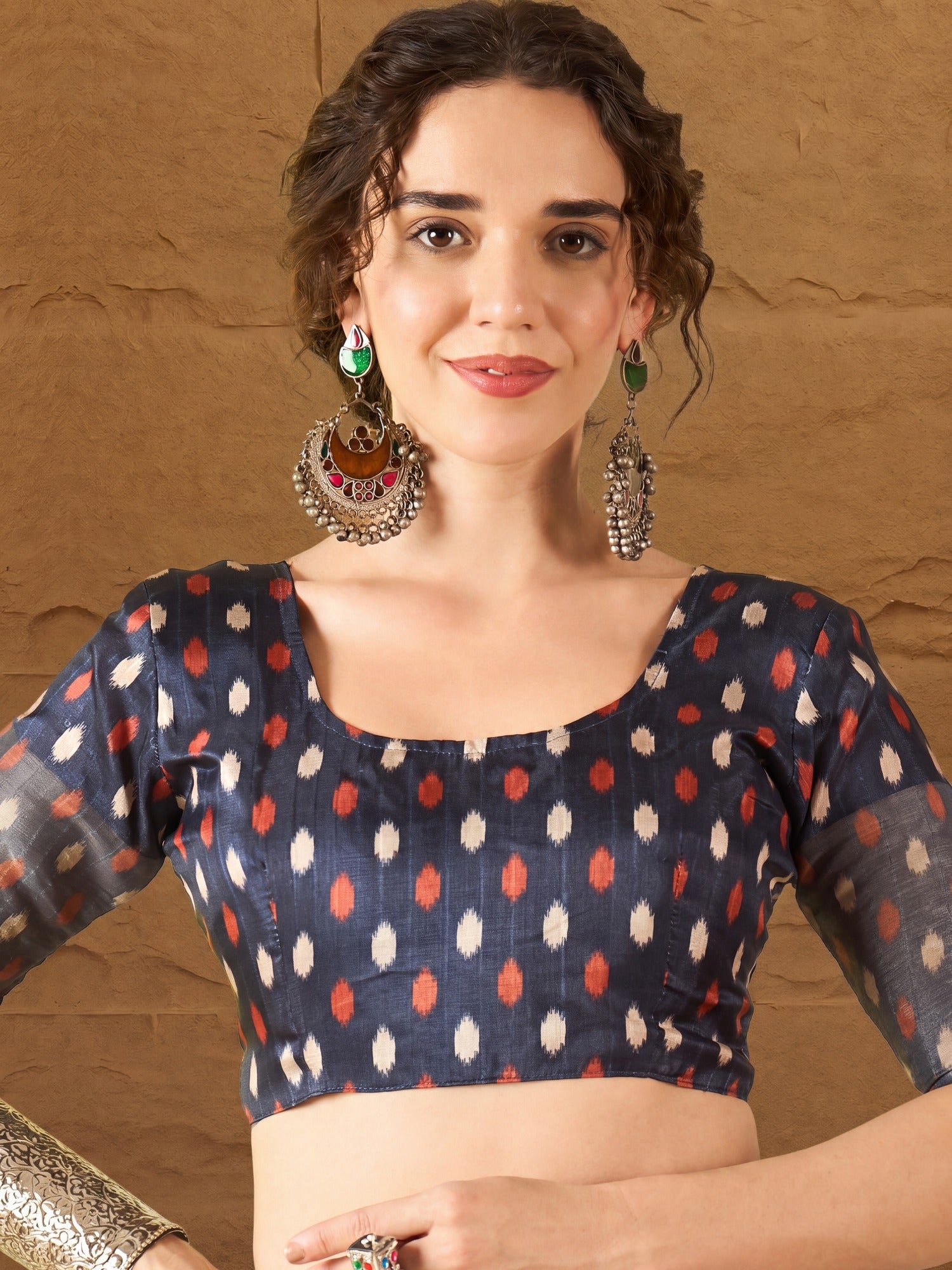 Navy Blue Silk Blend saree – detail view 4