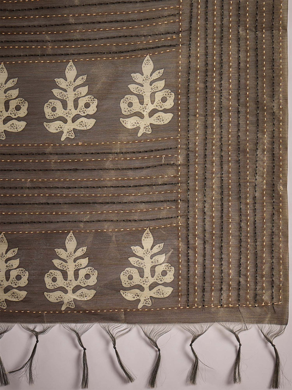 Olive Cotton Silk saree – detail view 5