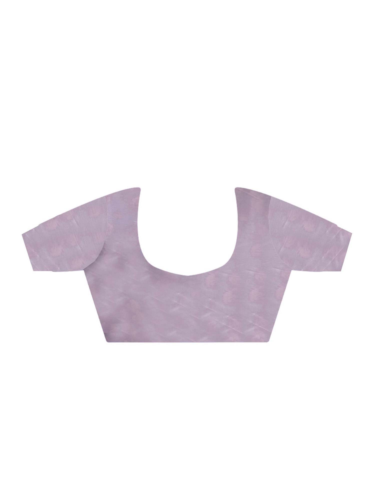 Unstitched lavender crepe blouse piece with solid design