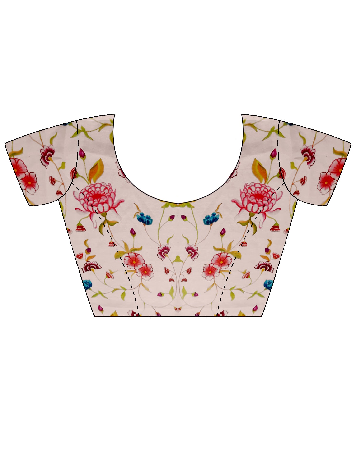 Unstitched off white georgette blouse piece with floral design