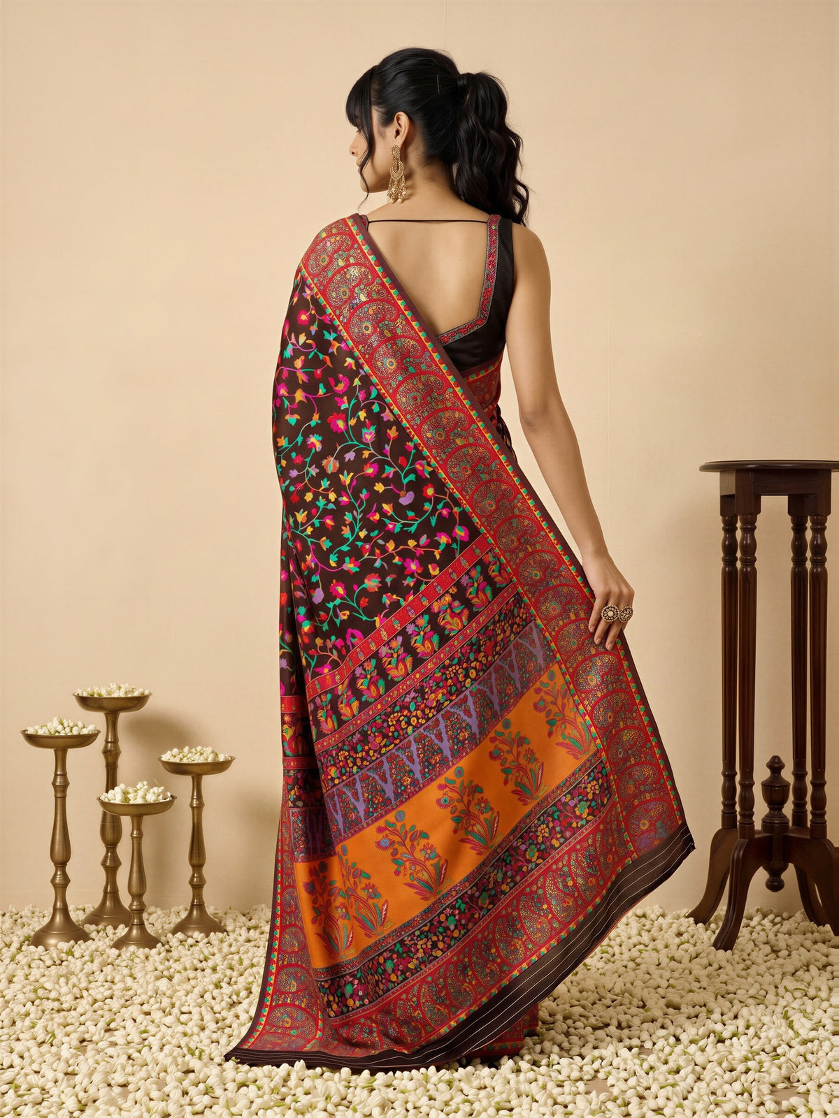Black Cotton Silk saree – detail view 1