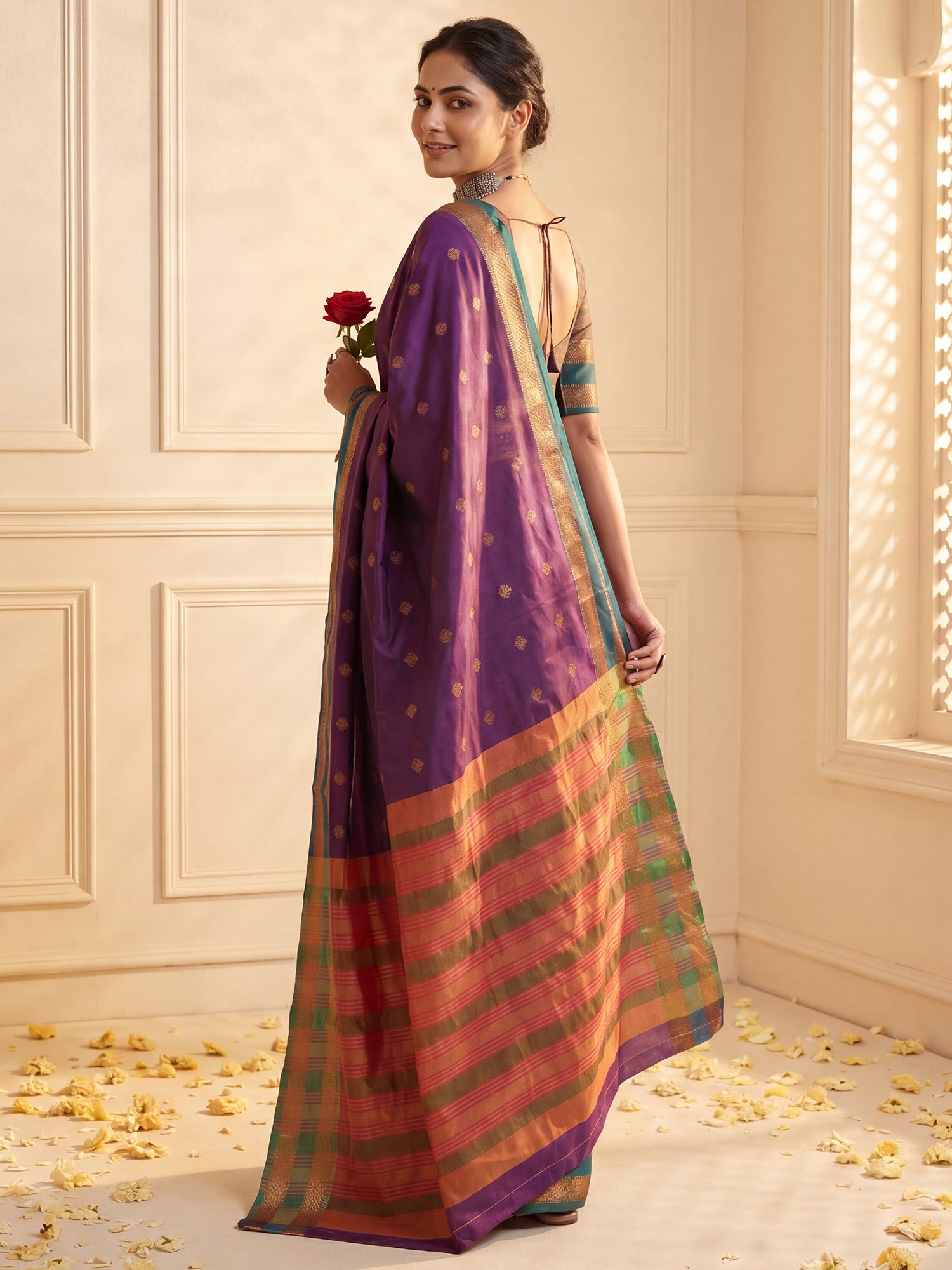 Purple Soft Silk saree – detail view 1