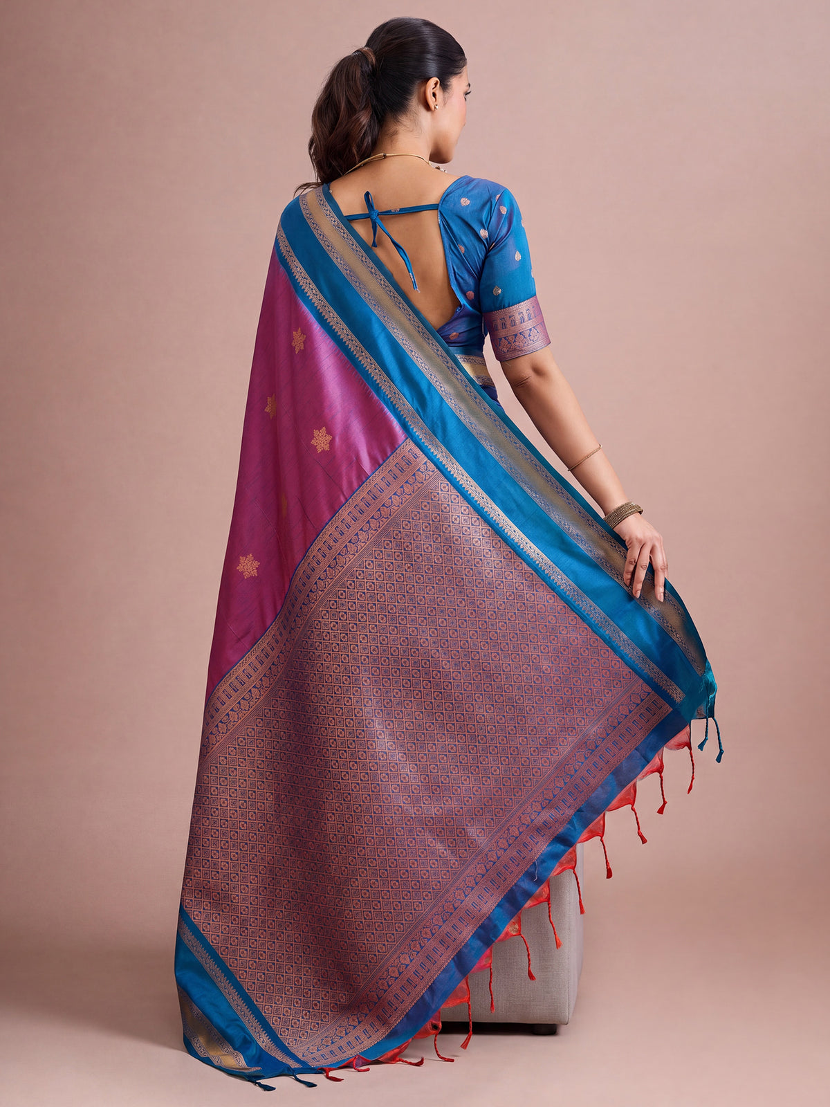 Purple Tussar Silk saree – detail view 1