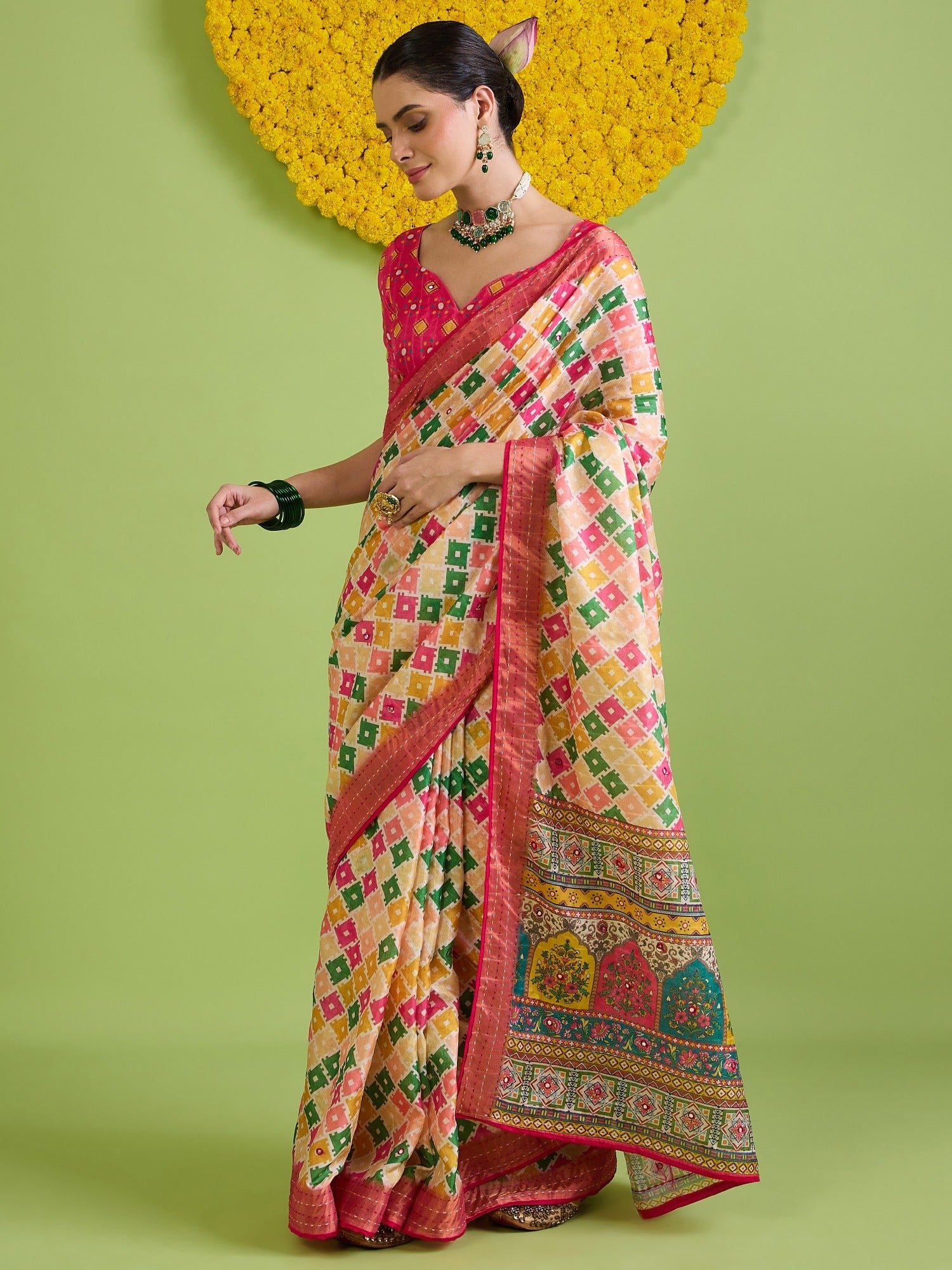 Beige Tussar Silk saree – detail view 3