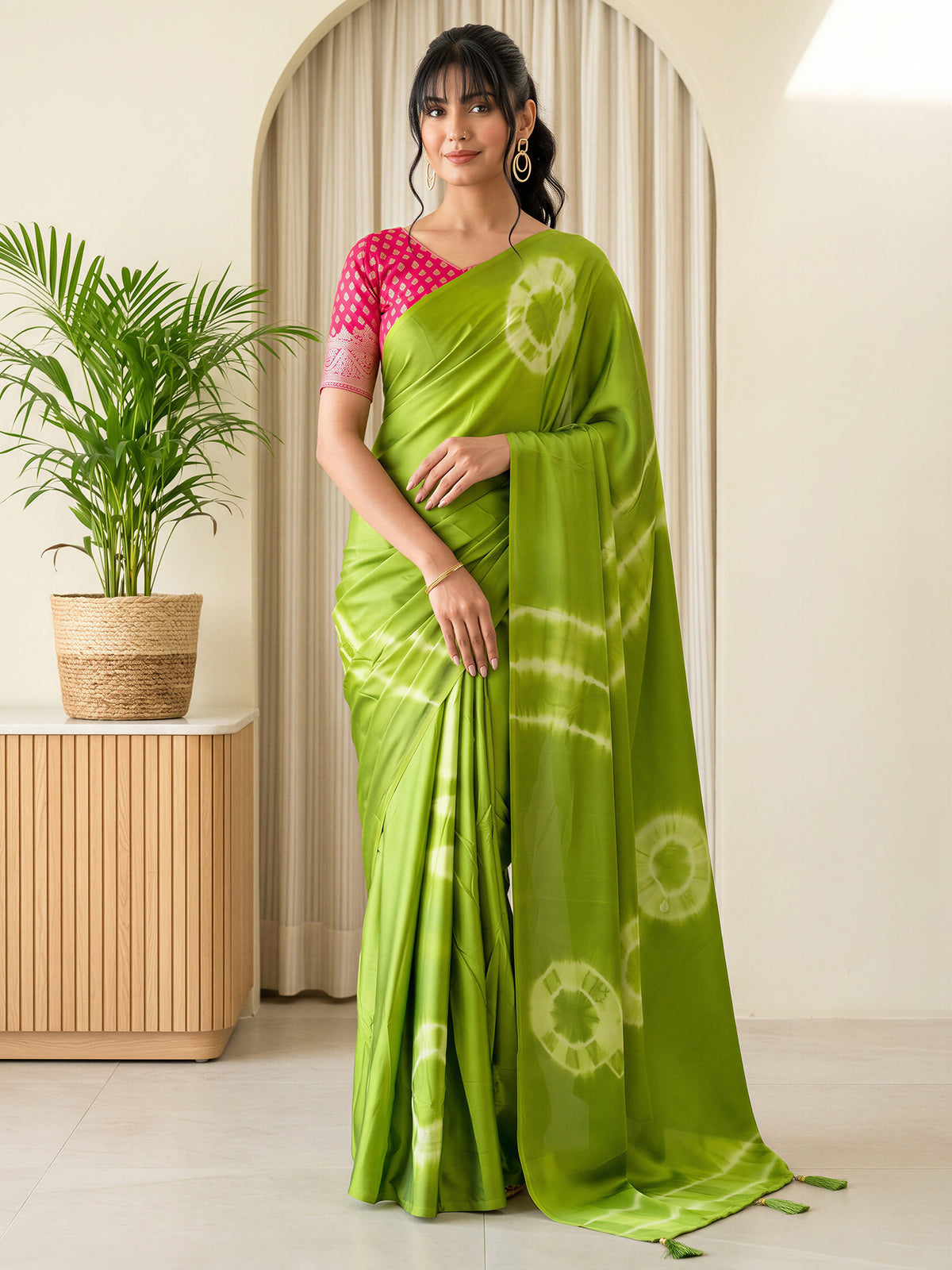 Light Green Satin Silk saree – detail view 3