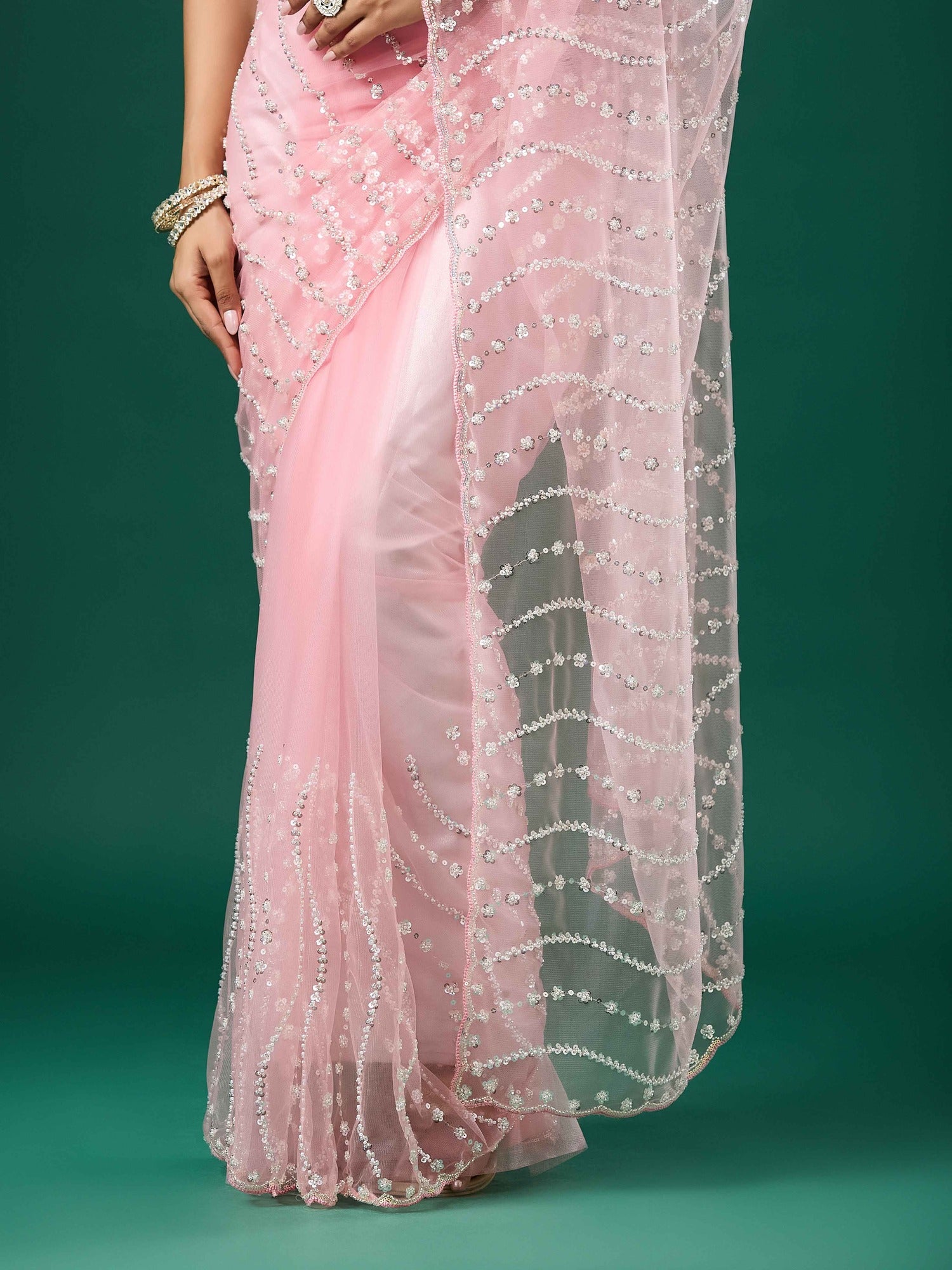 Pink Net saree – detail view 5