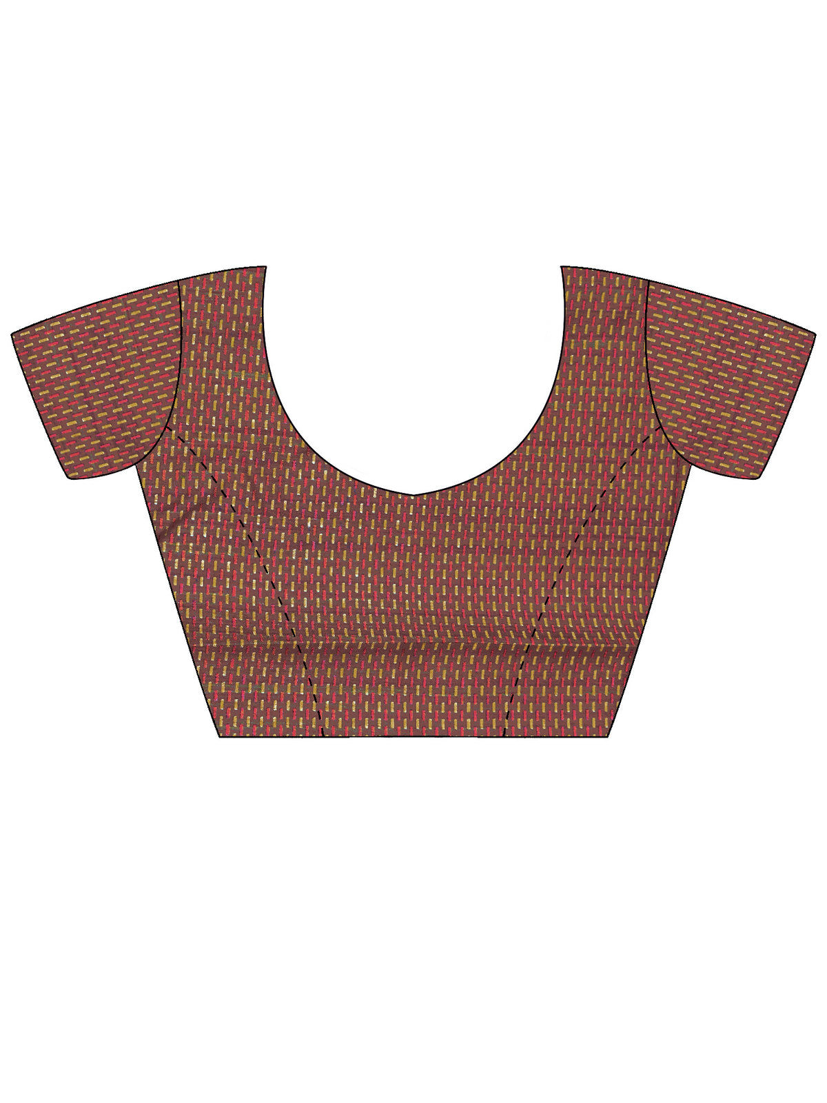 Unstitched brown silk blend blouse piece with geometric design