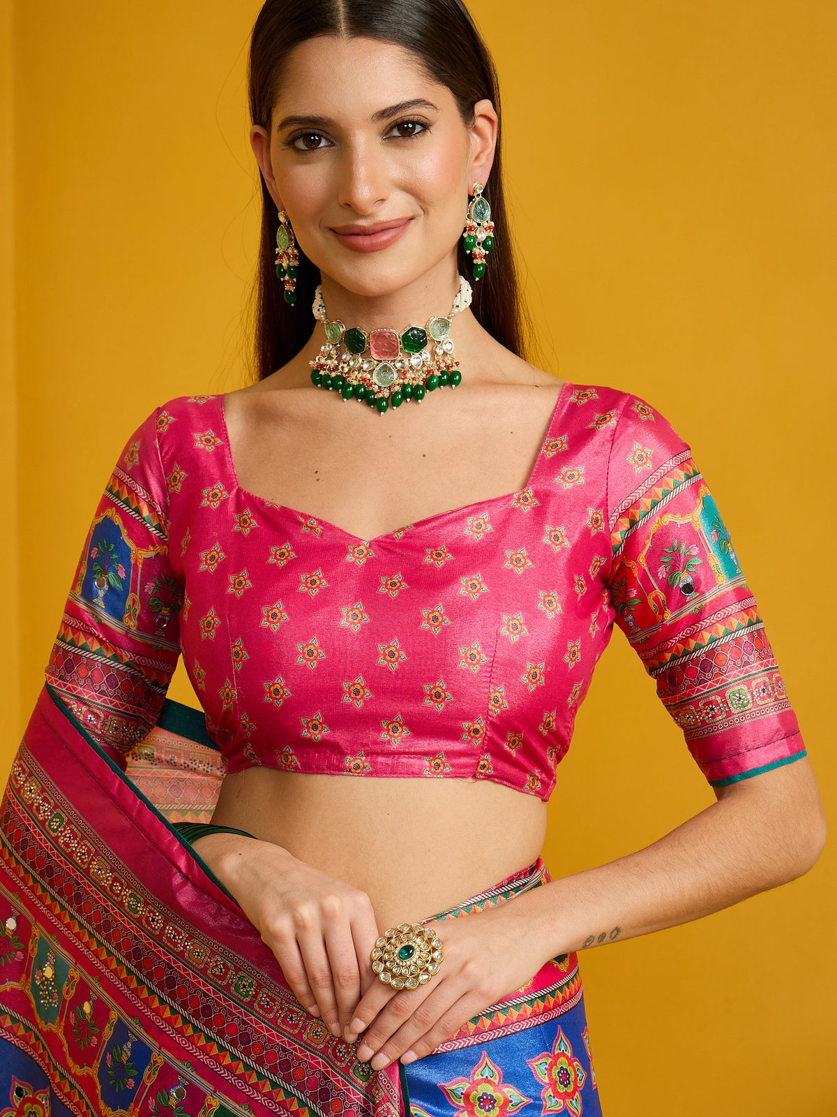 Pink Silk Blend saree – detail view 5