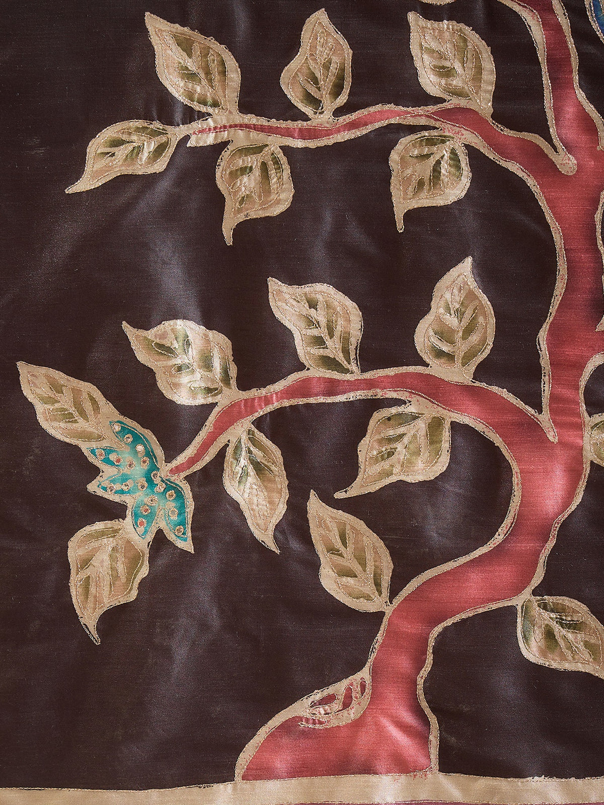 Charcoal Grey art silk saree view 7
