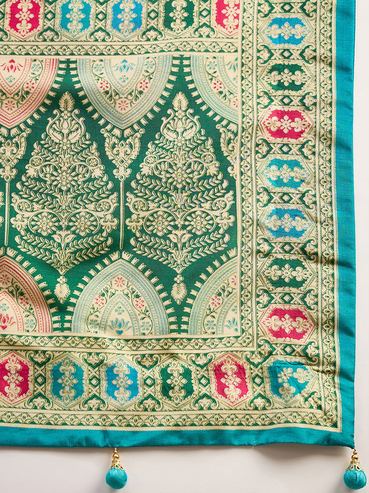 Teal Blue Silk Blend saree – detail view 5