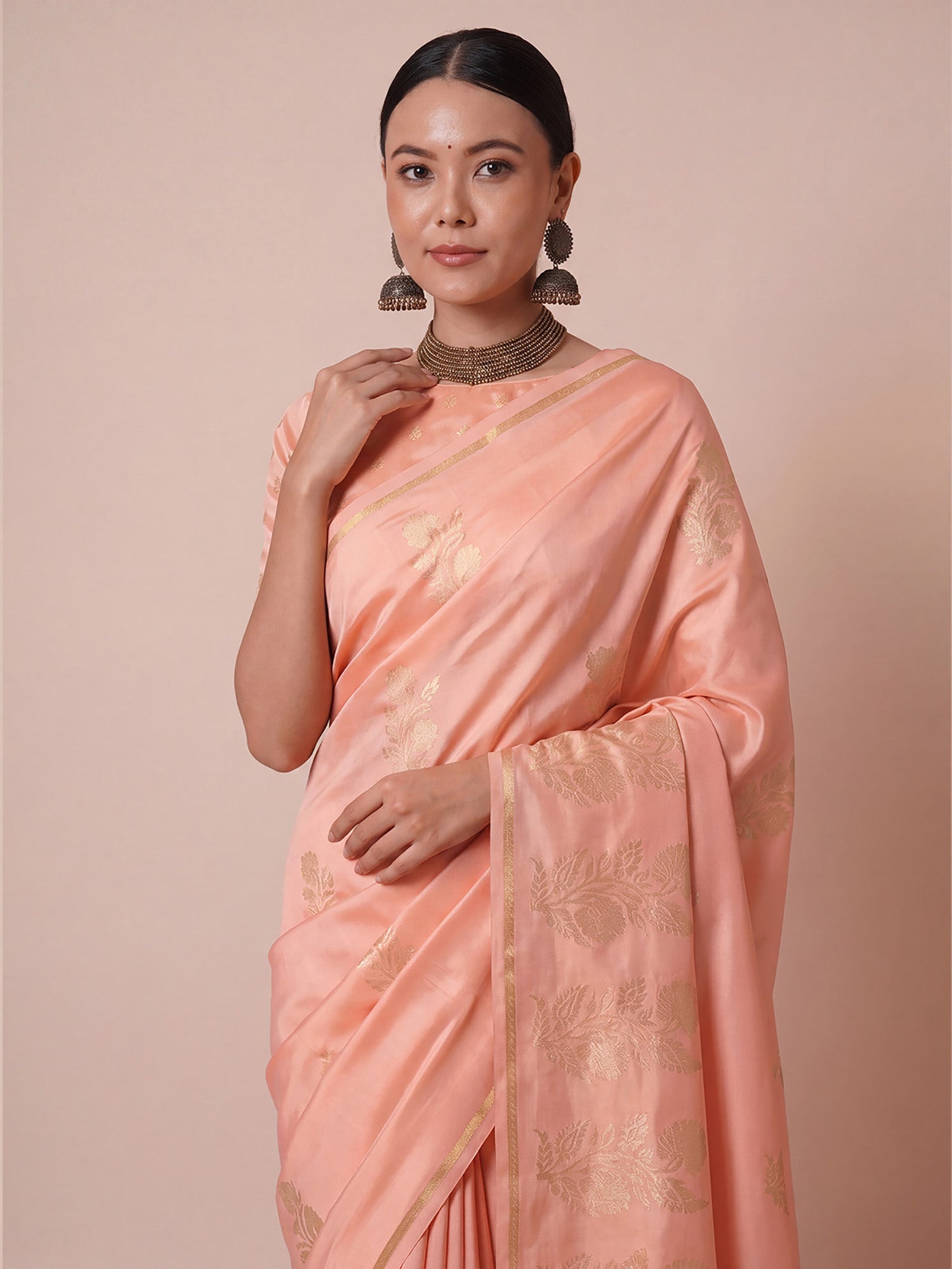 Peach Pure Silk saree – detail view 3
