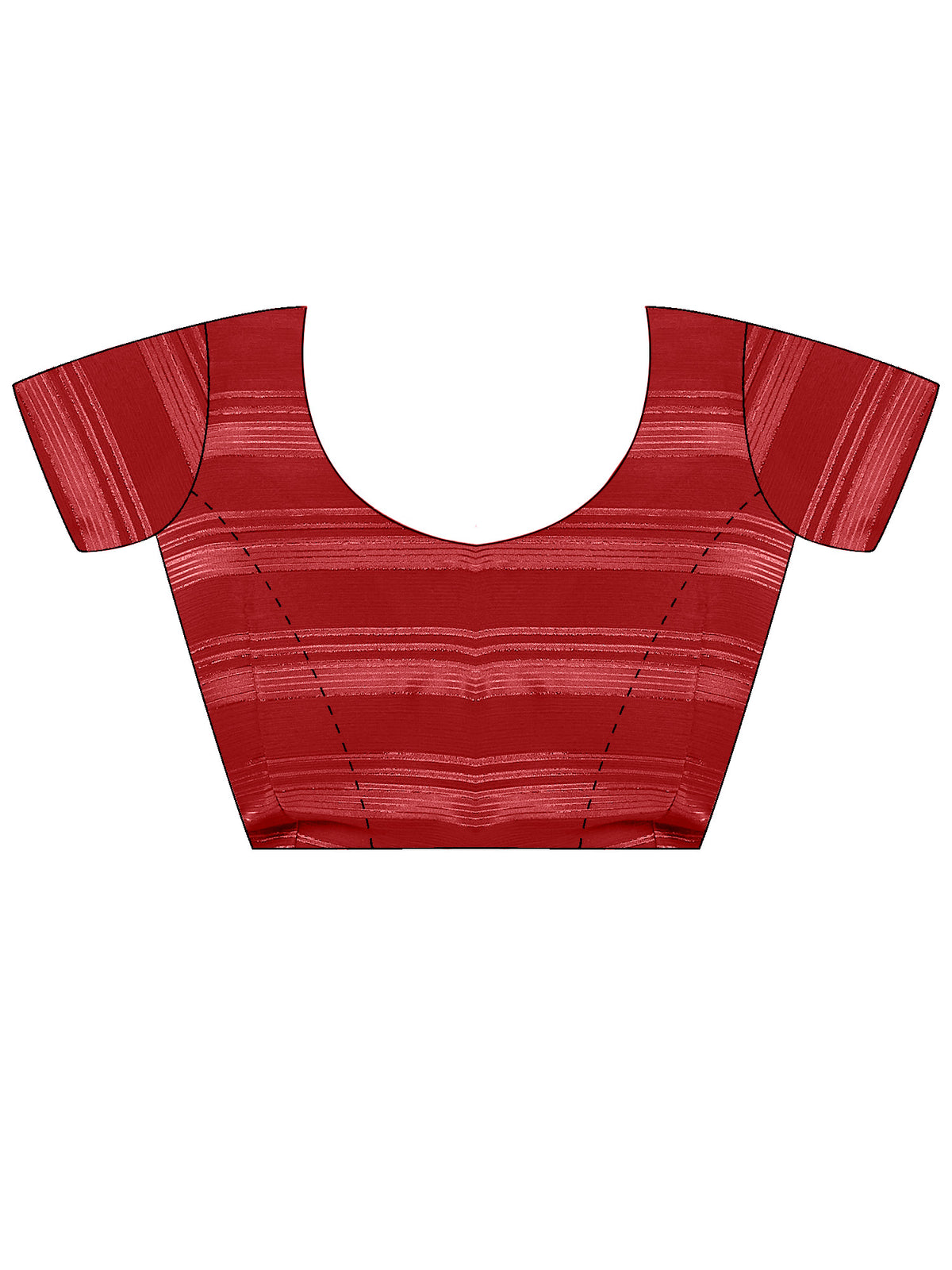 Unstitched red georgette blouse piece with striped design