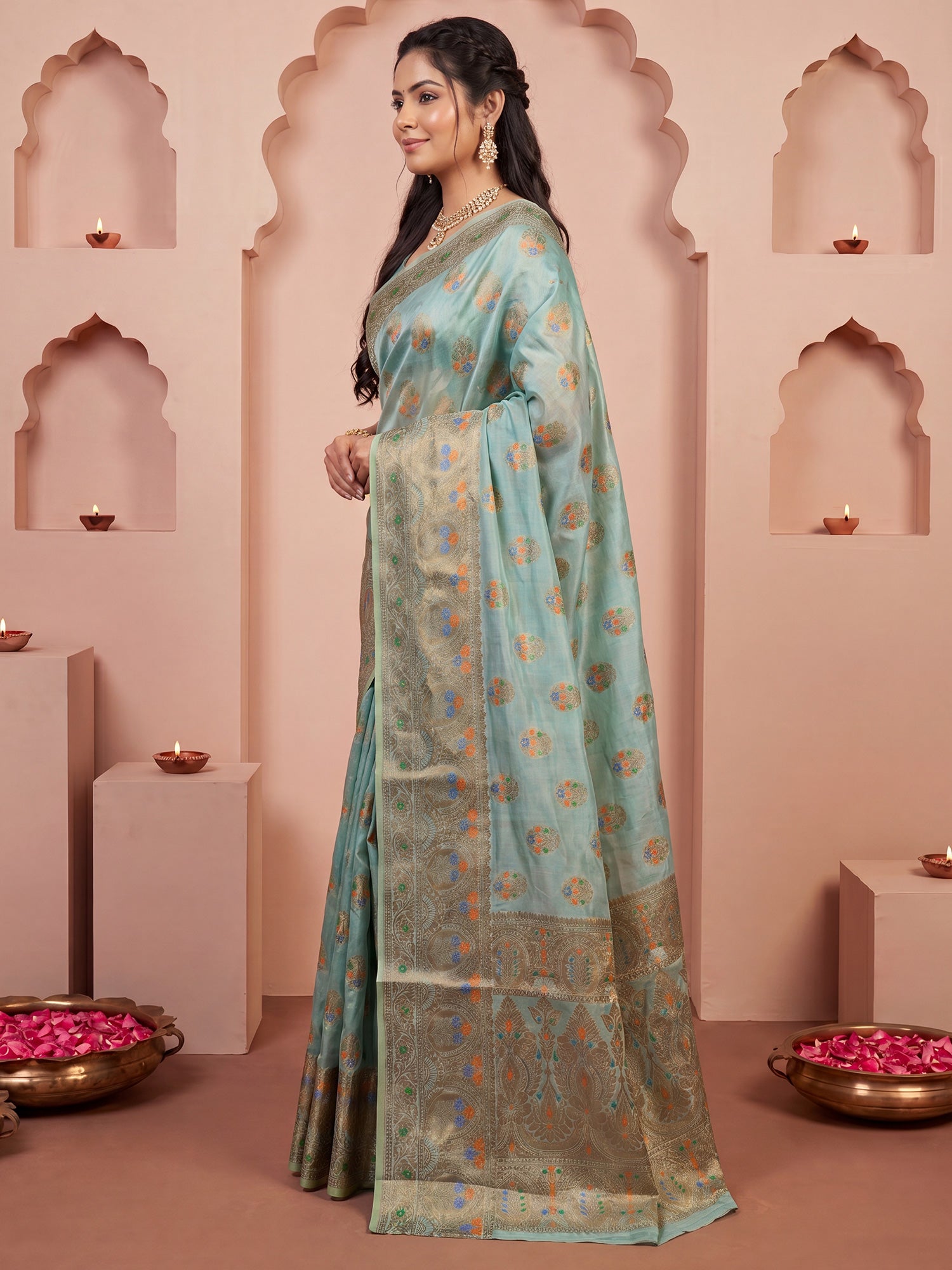Light Blue Silk Blend saree – detail view 2