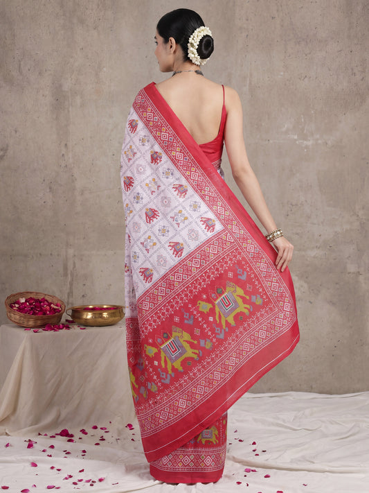 White Cotton saree – detail view 1