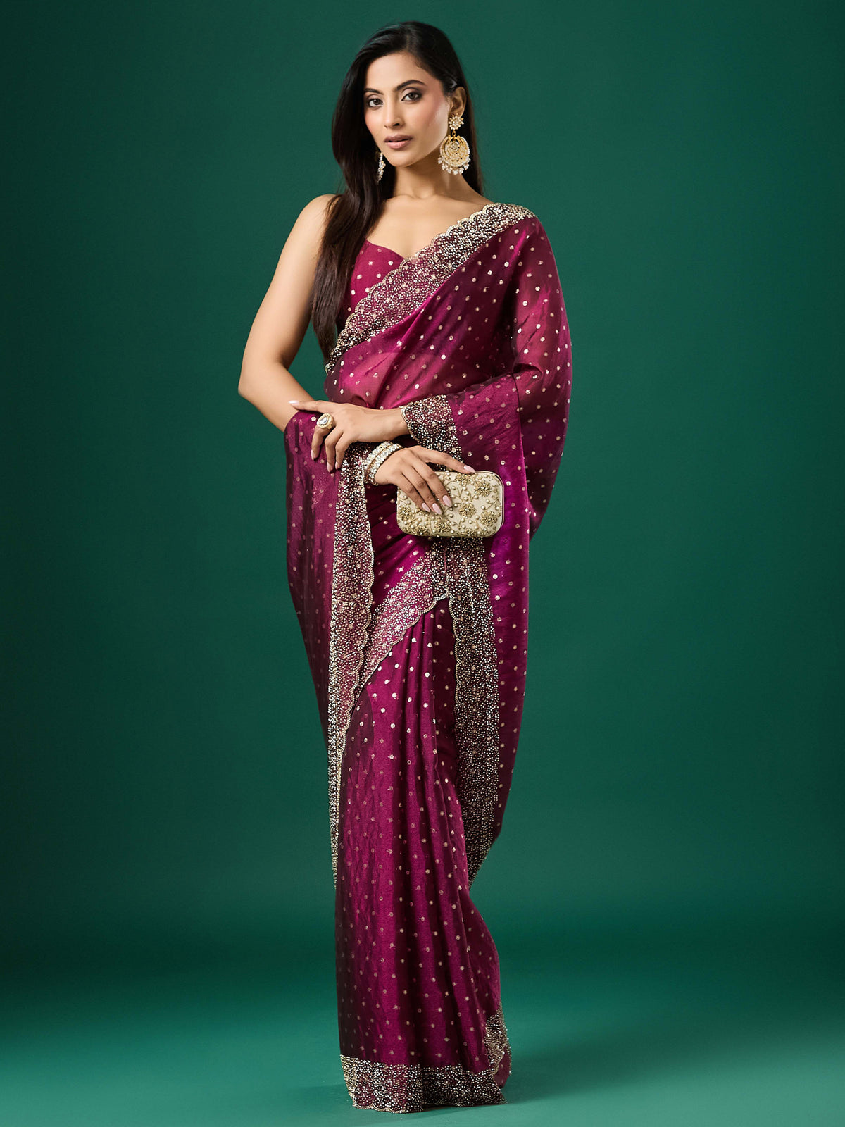 Purple Silk Blend saree – detail view 3