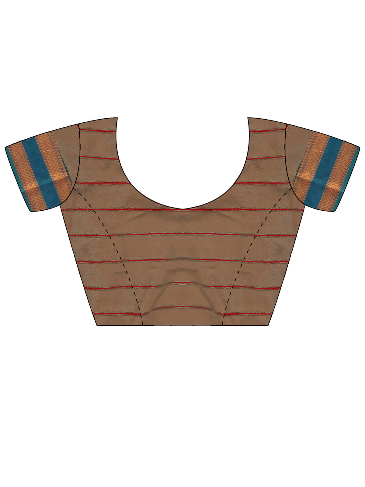 Unstitched green soft silk blouse piece with striped design