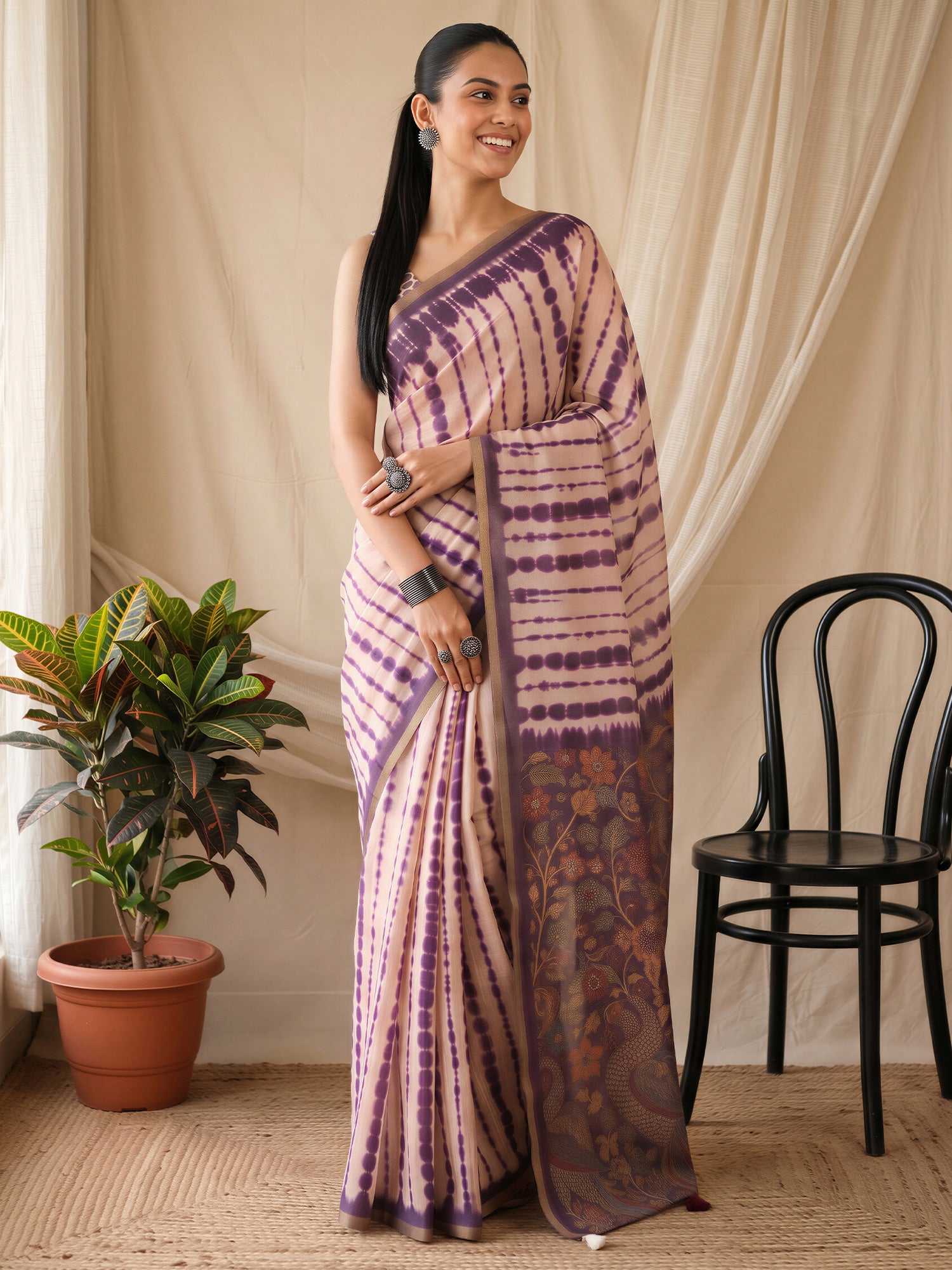 Pink Cotton Blend saree – detail view 3