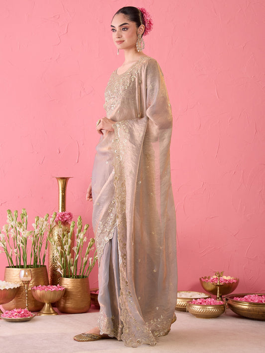 Metallic Satin saree – detail view 1