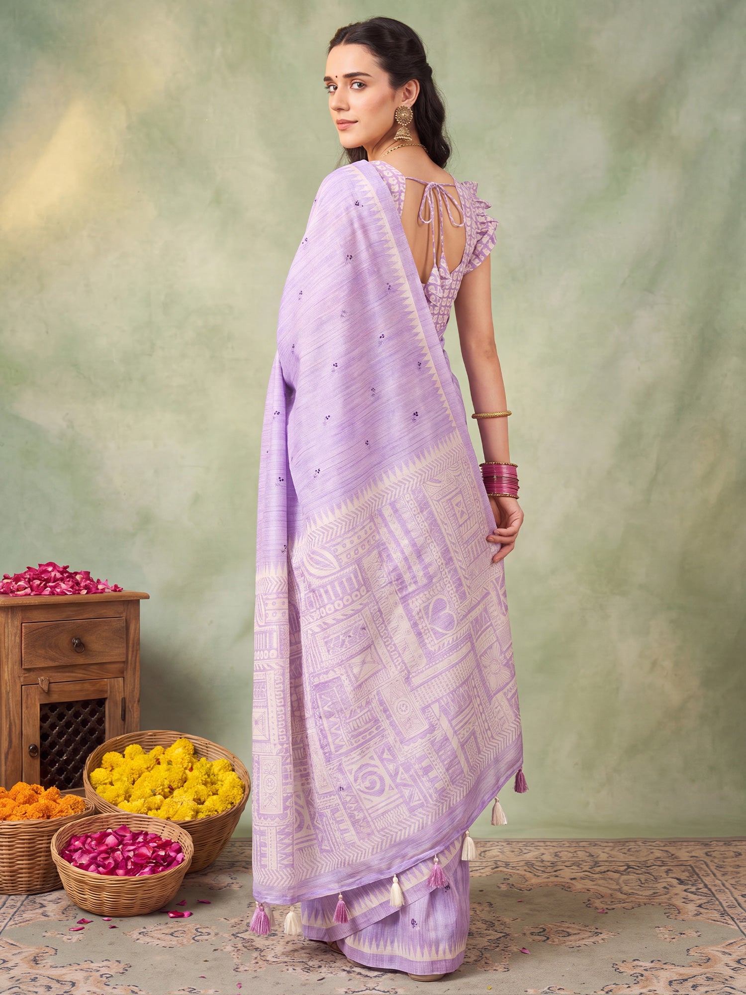 Lavender Silk Blend saree – detail view 1