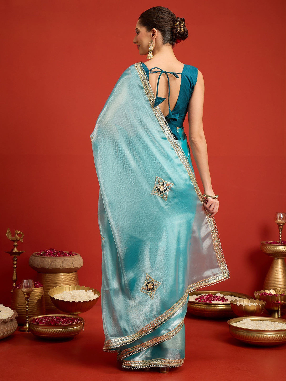 Light Blue Paper Silk saree – detail view 6