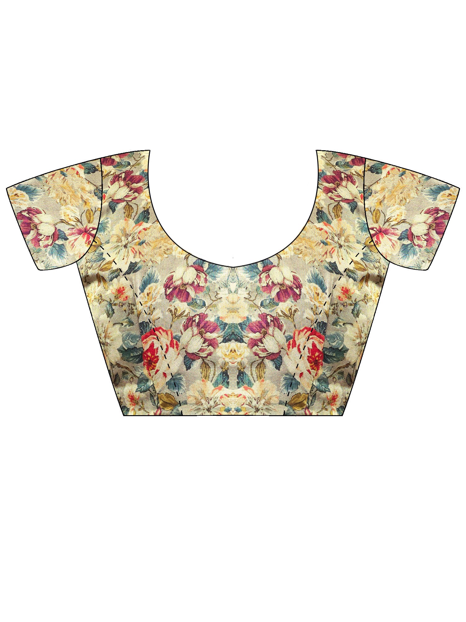 Unstitched light green cotton blend blouse piece with botanical design